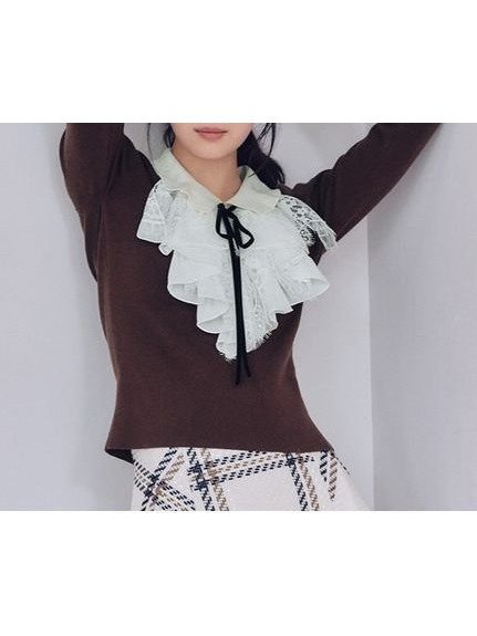 【スナイデル/SNIDEL】のSustainableレイヤードラッフルニットプルオーバー インテリア・キッズ・メンズ・レディースファッション・服の通販 founy(ファニー) 　ファッション　Fashion　レディースファッション　Fashion for Women　トップス・カットソー　Cut & Sew Tops　ニット　Knit Tops & Sweaters　カジュアルプルオーバー・ニットトップス　Pullovers & Knit Tops / Casual Pullovers　ウェーブ　Wavy Pattern　クラシカル　Classical, Vintage-Inspired　スマート　Smart, Elegant　フィット　Fit, Slim Fit　プリーツ　Pleats, Pleated　ベロア　Velour, Soft Velvet　モダン　Modern, Contemporary　リボン　Ribbon, Bow　おすすめ　Recommended / Our Picks　エレガント 上品　Elegant　BRW[058]|ID: prp329100004777285 ipo3291000000034638766