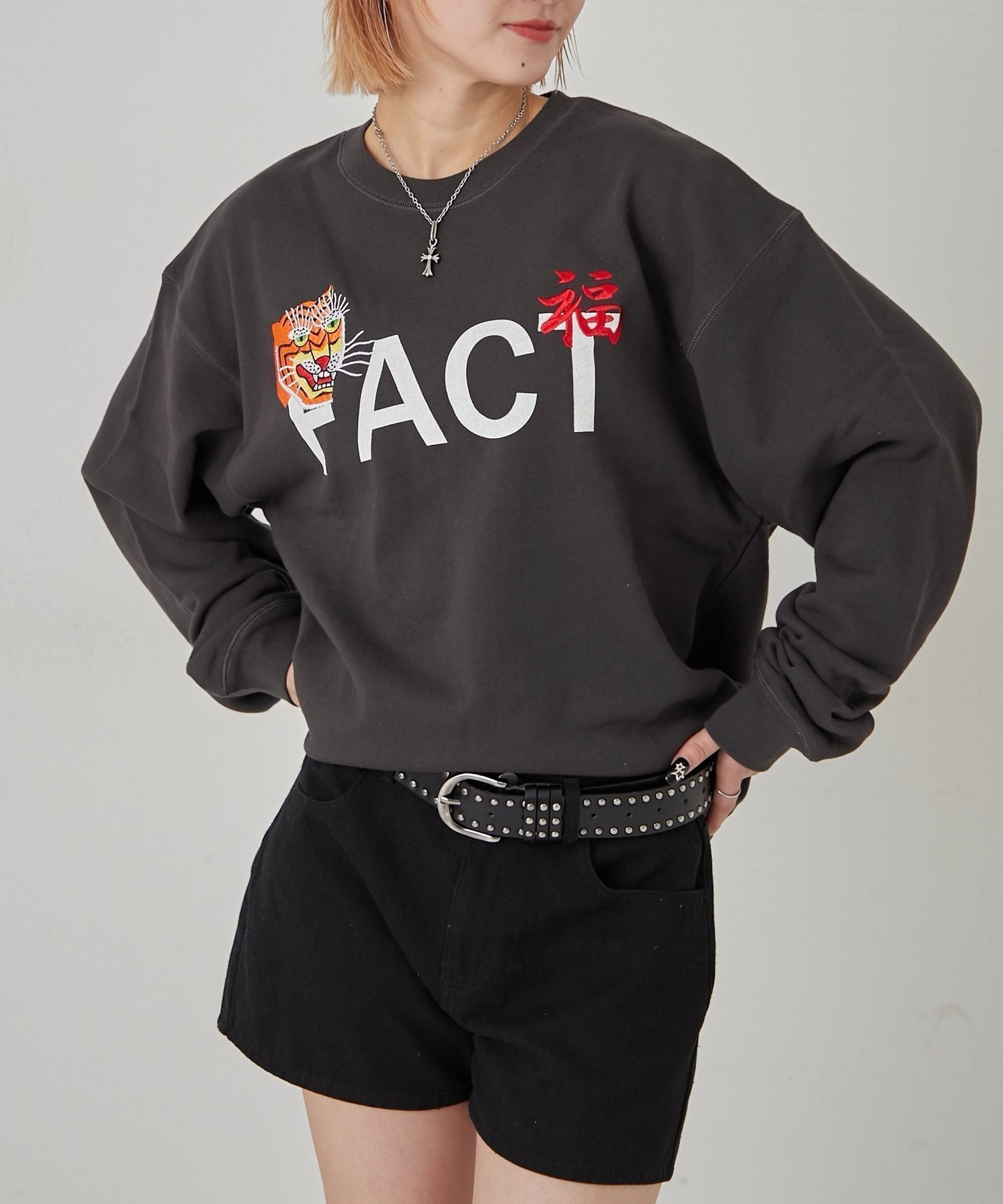 【パルグループ/PAL GROUP】の【WHO S WHO gallery】虎刺繍ベトナムグラフィックスウェット インテリア・キッズ・メンズ・レディースファッション・服の通販 founy(ファニー) 　ファッション　Fashion　レディースファッション　Fashion for Women　トップス・カットソー　Cut & Sew Tops　レディースパーカー・カジュアルフーディー　Casual Hoodies & Sweatshirts　スウェット・クルーネックトップス　Sweatshirts & Crewnecks / Relaxed Fit Sweat Tops　おすすめ　Recommended / Our Picks　シンプル　Simple, Minimal　スウェット / スエット　Sweatshirt, Sweatwear　スラックス　Slacks, Dress Pants　デニム　Denim, Jeans Material　フロント　Front, Front Design　ミリタリー　Military, Army Style　モチーフ　Motif, Design Theme　再入荷　Restock / Back in Stock　定番　Standard, Basic Item　チャコールグレー|ID: prp329100004777550 ipo3291000000034696980