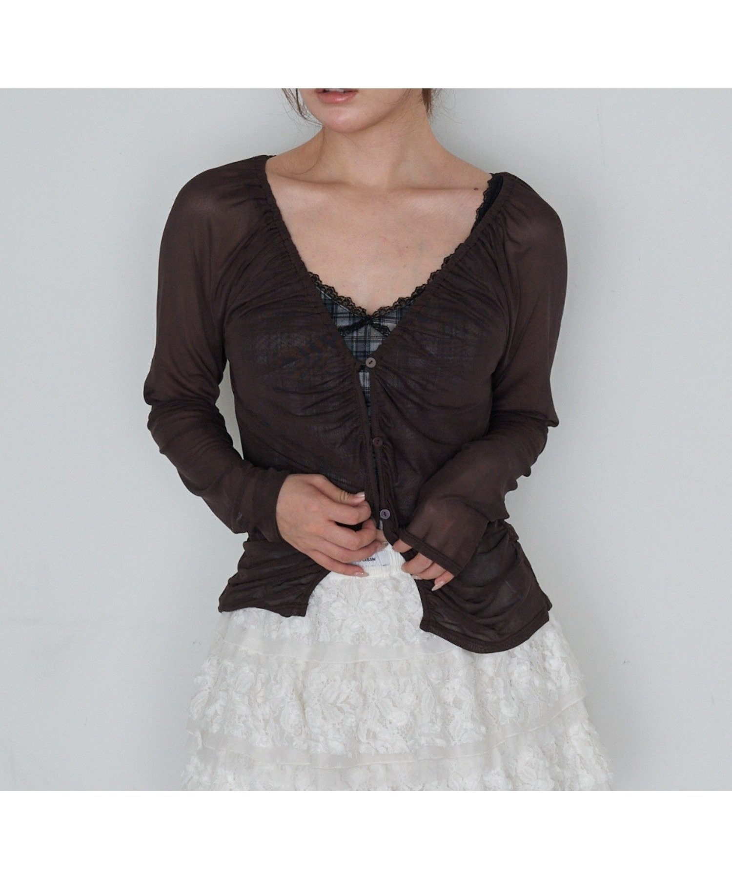 【パルグループ/PAL GROUP】の【RAY CASSIN】シアーカーデランジェリーキャミセット 人気、トレンドファッション・服の通販 founy(ファニー) 　ファッション　Fashion　レディースファッション　Fashion for Women　下着・ランジェリー　Lingerie & Intimates　その他ランジェリー・インナーアイテム　Other Lingerie / Intimates　秋　Autumn　カーディガン　Cardigan, Knitwear　キャミソール　Camisole, Spaghetti Strap Top　シアー　Sheer, See-Through　ストレート　Straight, Straight Cut　チェック　Check, Plaid, Tartan　デニム　Denim, Jeans Material　トレンド　Trend, Trending Now　ドット　Polka Dot, Dot Pattern　人気　Popular, Best Seller　プリーツ　Pleats, Pleated　A/W・秋冬　Autumn/Winter　再入荷　Restock / Back in Stock　おすすめ　Recommended / Our Picks　 other-1|ID: prp329100004777553 ipo3291000000034641268