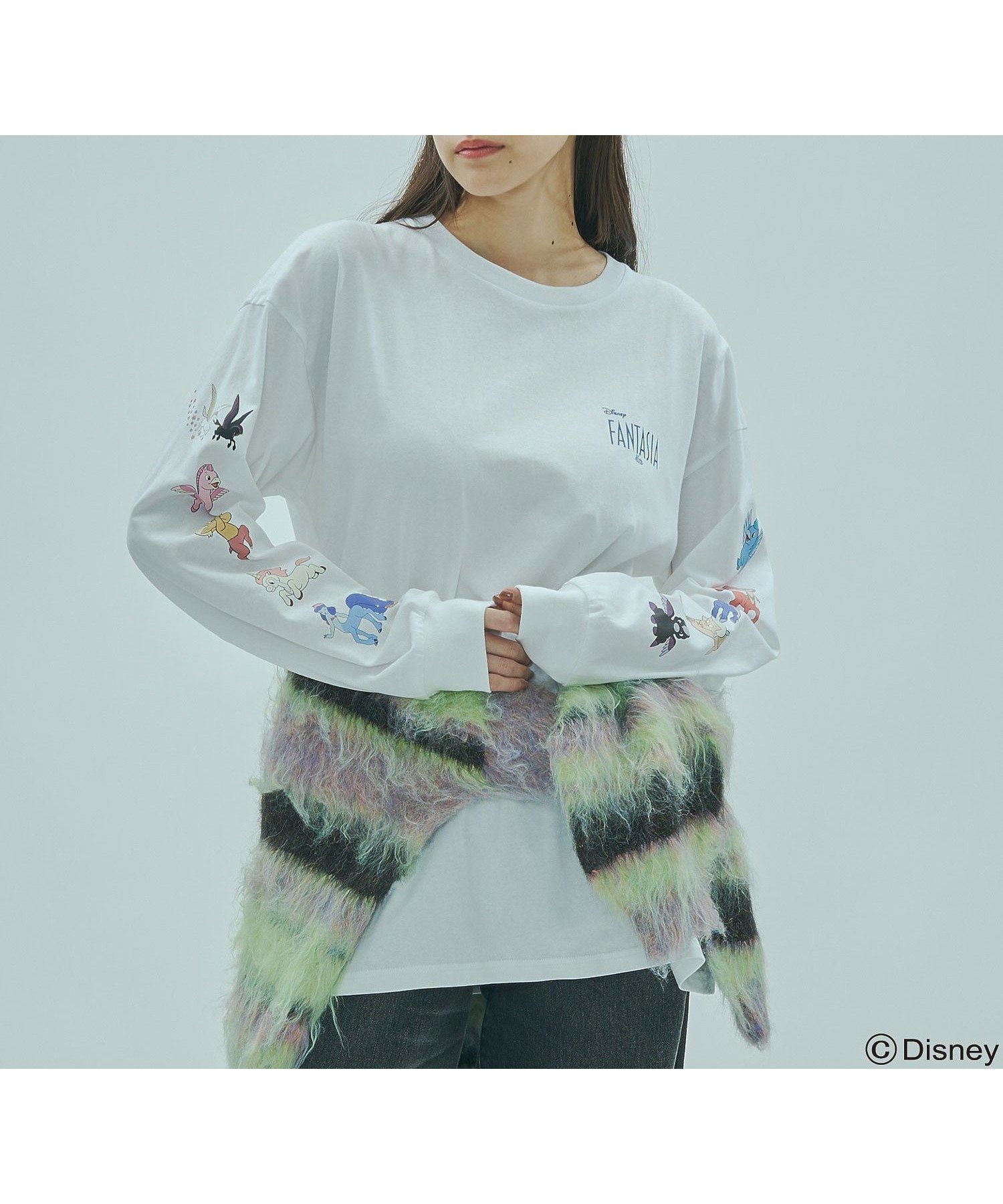 【ローズバッド/ROSE BUD】のDISNEY『FANTASIA』/SLEEVE PRINT L/S TEE インテリア・キッズ・メンズ・レディースファッション・服の通販 founy(ファニー) 　ファッション　Fashion　レディースファッション　Fashion for Women　トップス・カットソー　Cut & Sew Tops　キャラクター　Character, Licensed Characters　グラフィック　Graphic, Graphic Design　シンプル　Simple, Minimal　スペシャル　Special, Limited Edition　スリーブ　Sleeve, Long Sleeve / Short Sleeve　人気　Popular, Best Seller　ビッグ　Big, Oversized　プリント　Print, Printed Pattern　ボトム　Bottoms, Lower Wear　別注　Limited Edition, Custom Order　モチーフ　Motif, Design Theme　ロング　Long, Long-Length　おすすめ　Recommended / Our Picks　WHITE|ID: prp329100004777566 ipo3291000000034790398