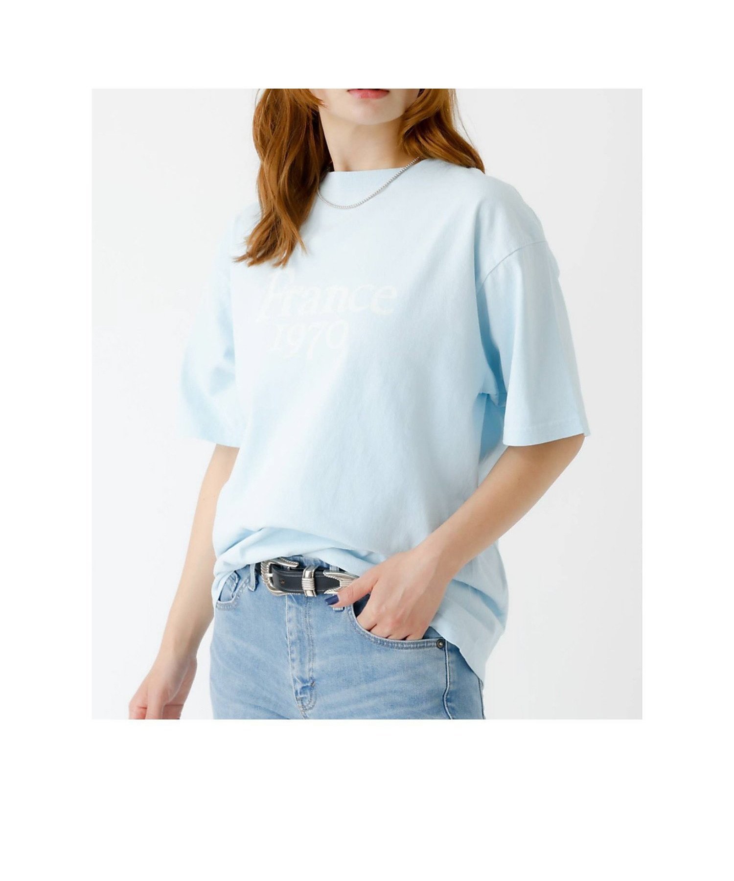 【ルージュヴィフラクレ/Rouge vif la cle】の【REMI RELIEF / レミレリーフ】ロゴTシャツ / SP加工14/天竺 インテリア・キッズ・メンズ・レディースファッション・服の通販 founy(ファニー) 　ファッション　Fashion　レディースファッション　Fashion for Women　トップス・カットソー　Cut & Sew Tops　シャツ・ブラウス・オフィスカジュアル　Elegant Blouses & Button-Ups　ロングTシャツ・Tシャツ　Longline T-Shirts & Tees　ヴィンテージ　Vintage Style　スウェット / スエット　Sweatshirt, Sweatwear　スペシャル　Special, Limited Edition　ダメージ　Distressed, Destroyed　デニム　Denim, Jeans Material　フェミニン　Feminine, Girly　プリント　Print, Printed Pattern　ランダム　Random, Irregular　日本製　Made In Japan　2025年　2025　2025春夏・S/S　Spring/Summer 2025 SS25　サックスブルー|ID: prp329100004777647 ipo3291000000034642243