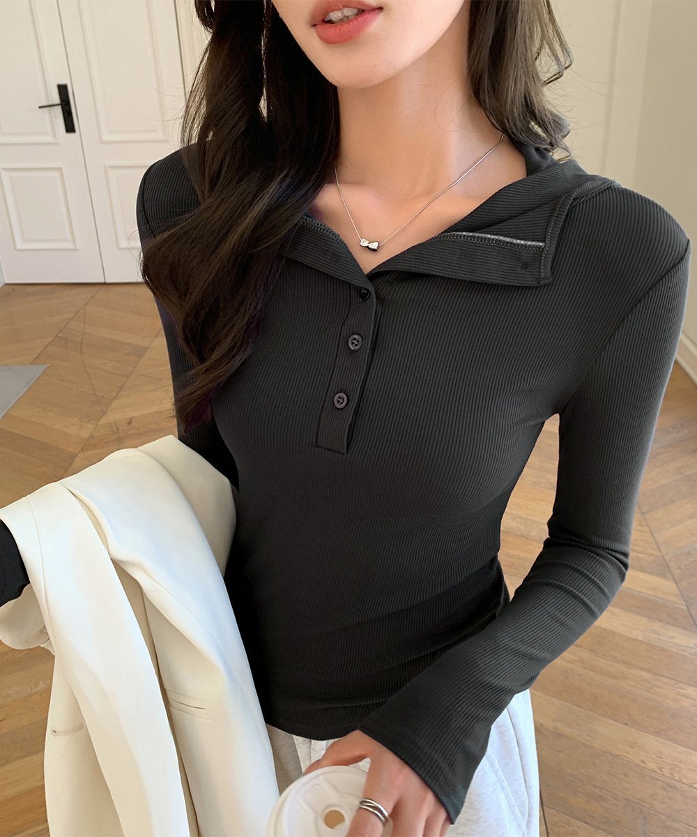 【ミニミニストア/miniministore】のフード付きリブカットソーレディース長袖T インテリア・キッズ・メンズ・レディースファッション・服の通販 founy(ファニー) 　ファッション　Fashion　レディースファッション　Fashion for Women　トップス・カットソー　Cut & Sew Tops　カットソー・ベーシックTシャツ　Cut-and-Sewn Tops / Stretch Tees & Basics　インナー　Innerwear　カットソー　Cut and Sewn Top　ガーリー　Girly, Feminine Style　ショート　Short, Short Length　シンプル　Simple, Minimal　スリム　Slim, Slim Fit　長袖　Long Sleeve, Full Sleeve　フィット　Fit, Slim Fit　ミニスカート　Mini Skirt, Short Skirt　A0a030u0e0°0i0u0|ID: prp329100004777663 ipo3291000000034642400