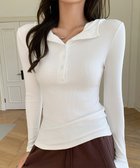 【ミニミニストア/miniministore】のフード付きリブカットソーレディース長袖T ホワイト|ID: prp329100004777663 ipo3291000000034642404