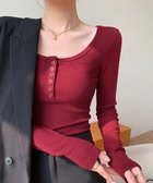 【ミニミニストア/miniministore】のカップ付きリブニットトップス暖かインナー ワインレッド|ID: prp329100004777665 ipo3291000000034642421