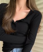 【ミニミニストア/miniministore】のハーフボタンカットソー長袖タイトtシャツ ブラック|ID: prp329100004777666 ipo3291000000034642438