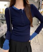 【ミニミニストア/miniministore】の配色ヘンリーシャツハーフボタンカットソー ネイビー|ID: prp329100004777668 ipo3291000000034642449