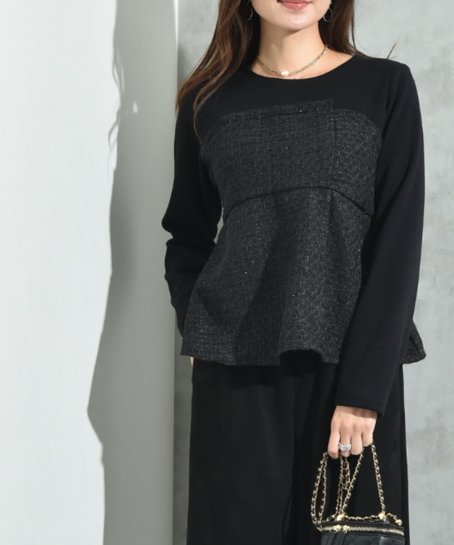 【インタープラネット/INTERPLANET】のツイード*起毛リブ異素材切替ビスチェ風プルオーバー インテリア・キッズ・メンズ・レディースファッション・服の通販 founy(ファニー) ファッション Fashion レディースファッション Fashion for Women トップス・カットソー Cut & Sew Tops カジュアルプルオーバー・ニットトップス Pullovers & Knit Tops / Casual Pullovers ビスチェ Bustiers & Corset Tops / Layered Bustier Style シンプル Simple, Minimal ツイード/ツィード Choker, Choker Necklace ツイード Twill, Twill Weave ビスチェ Bustier, Corset Top ベーシック Basic, Essential ボトム Bottoms, Lower Wear リラックス Relax, Relaxed Fit 切替 Switching, Contrast Panel ブラック|ID: prp329100004777675 ipo3291000000034642490