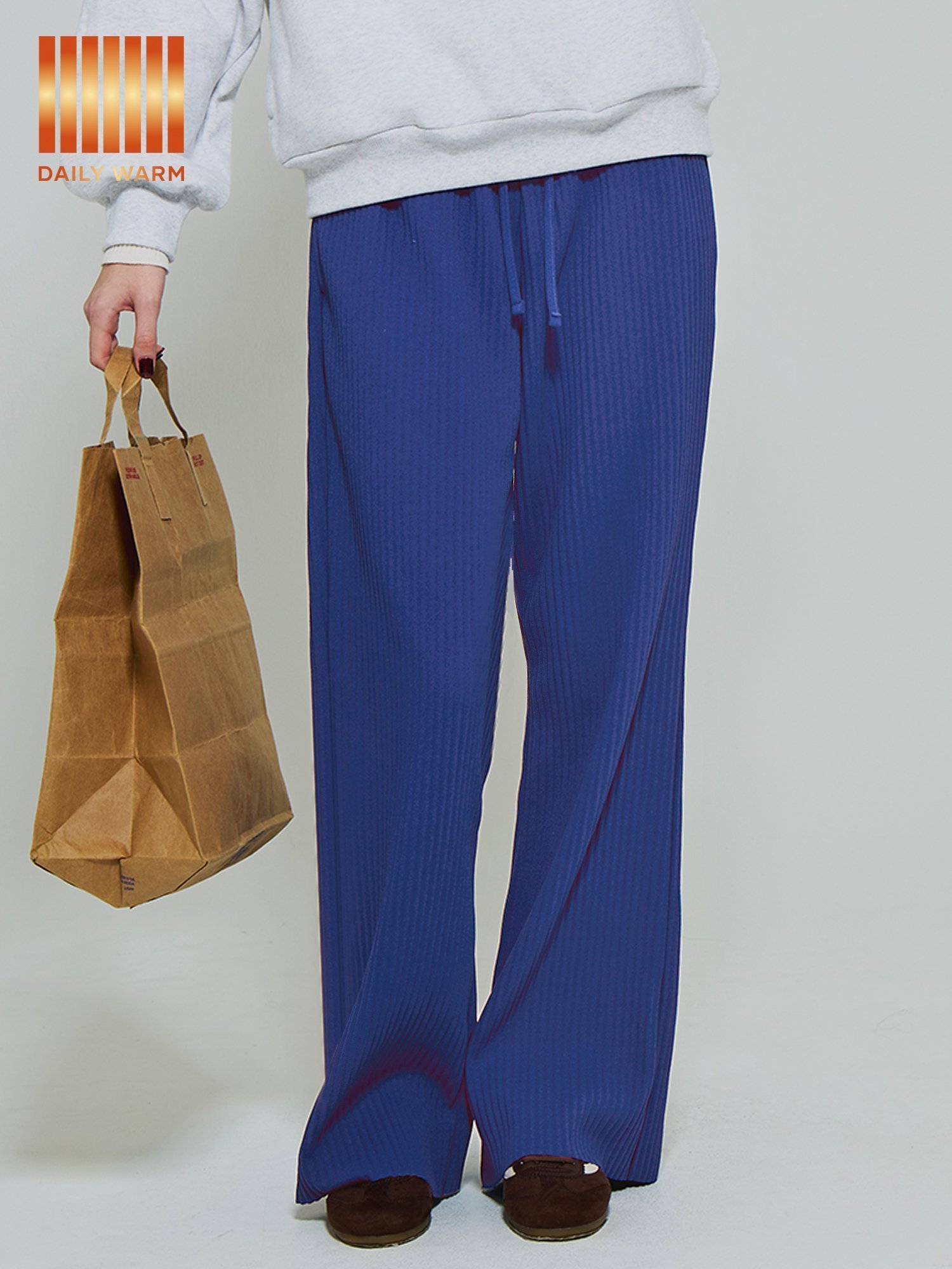 【コカ/COCA】の【新色追加】裏起毛ジョーゼットリブパンツ インテリア・キッズ・メンズ・レディースファッション・服の通販 founy(ファニー) 　ファッション　Fashion　レディースファッション　Fashion for Women　パンツ　Pants & Trousers　カットオフ　Cut-Off Design　シンプル　Simple, Minimal　ジャケット　Jacket, Outerwear　ジョーゼット　Georgette, Semi-Sheer Fabric　ストレッチ　Stretch, Stretchy Fabric　チュニック　Tunic, Long Top　プリーツ　Pleats, Pleated　ポケット　Pocket, Pocket Detail　無地　Plain, Solid Color　リラックス　Relax, Relaxed Fit　ロング　Long, Long-Length　ワイド　Wide, Wide Fit　冬　Winter / This Winter　エレガント 上品　Elegant　2025年　2025　2025-2026秋冬・A/W　Autumn/Winter 2025–26 AW25–26　Blue|ID: prp329100004777682 ipo3291000000034642532