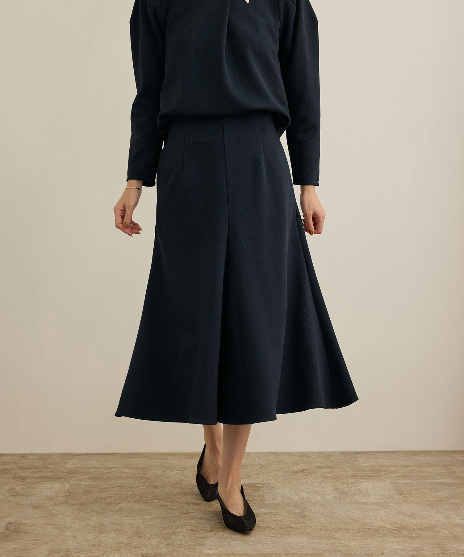 【ロペ/ROPE'】の【洗える】ジャガードニットスカート(梨地スカート)/セットアップ対応 インテリア・キッズ・メンズ・レディースファッション・服の通販 founy(ファニー) 　ファッション　Fashion　レディースファッション　Fashion for Women　セットアップ　Matching Sets　スカート・ミニ/ミディ/マキシ　Skirts / Mini, Midi & Maxi Skirts　おすすめ　Recommended / Our Picks　セットアップ　Set-Up, Coordinated Outfit　フレアースカート　Flared Skirt, A-Line Skirt　ポケット　Pocket, Pocket Detail　春　Spring　洗える　Machine Washable　ネイビー(40)|ID: prp329100004777716 ipo3291000000034643191