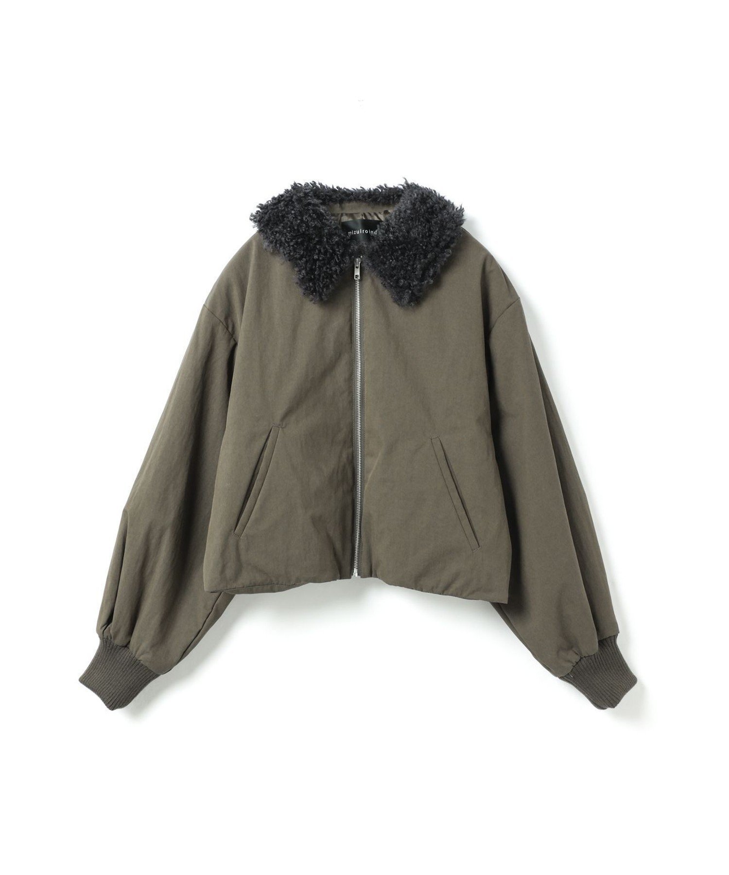 【マーコート/MARcourt】のmizuiro ind ボアカラーショートジャケット インテリア・キッズ・メンズ・レディースファッション・服の通販 founy(ファニー) 　ファッション　Fashion　レディースファッション　Fashion for Women　アウター　Coat / Outerwear Collection　レディースジャケット・軽アウター　Jackets　ショート　Short, Short Length　トレーナー　Sweatshirt, Trainer　バランス　Balance, Style Balance　ボトム　Bottoms, Lower Wear　ポケット　Pocket, Pocket Detail　マフラー　Scarf, Muffler　無地　Plain, Solid Color　長袖　Long Sleeve, Full Sleeve　カーキグレー|ID: prp329100004777724 ipo3291000000034934717