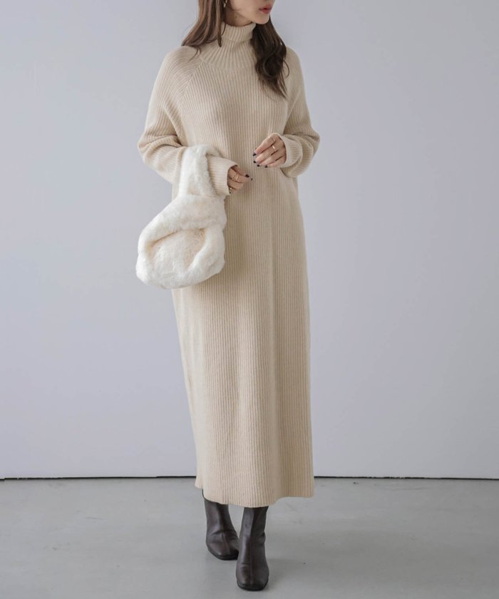 【ラジュール/Lajour】のリブニットハイネックワンピース インテリア・キッズ・メンズ・レディースファッション・服の通販 founy(ファニー) https://founy.com/ ファッション Fashion レディースファッション Fashion for Women ワンピース Dresses ショルダー Shoulder, Shoulder Strap フィット Fit, Slim Fit リブニット Rib Knit, Ribbed Knit |ID: prp329100004777753 ipo3291000000034643934