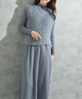 【インタープラネット/INTERPLANET】のシャギーニットセットワンピース 人気、トレンドファッション・服の通販 founy(ファニー) ファッション Fashion レディースファッション Fashion for Women ワンピース Dresses ベスト Vest, Waistcoat ベーシック Basic, Essential |ID:prp329100004777778