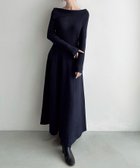 【ジュノア/JUNOAH】のMeiru オフショル風フレアニットワンピース ネイビー|ID: prp329100004777810 ipo3291000000034644555