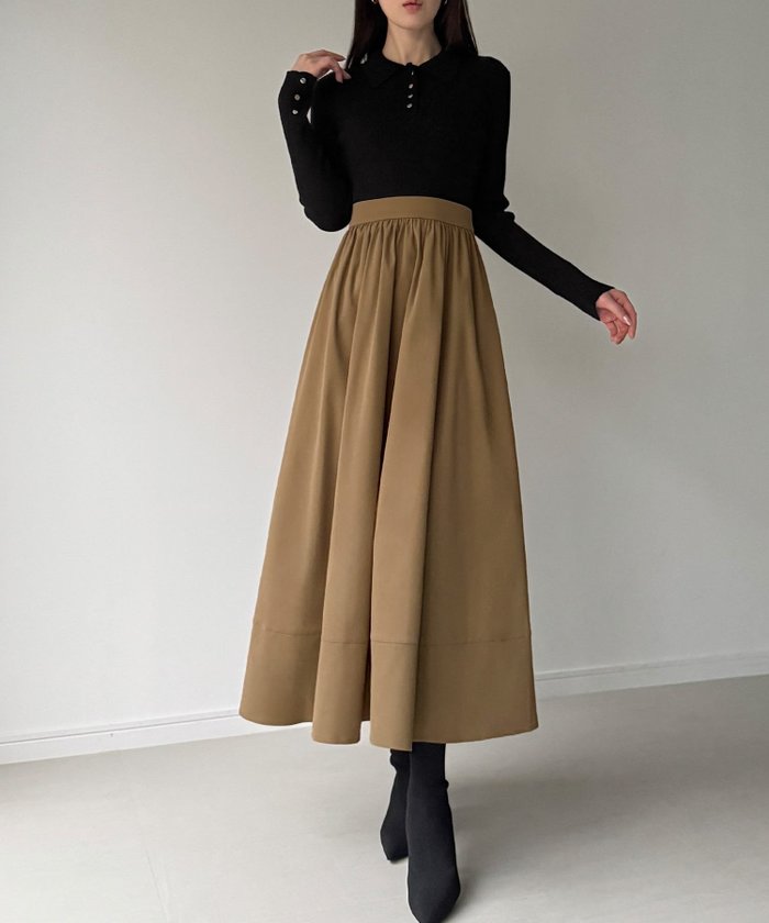 【ジュノア/JUNOAH】のポロリブニットドッキングワンピース インテリア・キッズ・メンズ・レディースファッション・服の通販 founy(ファニー) https://founy.com/ ファッション Fashion レディースファッション Fashion for Women ワンピース Dresses |ID: prp329100004777811 ipo3291000000034644556