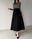 【ジュノア/JUNOAH】のポロリブニットドッキングワンピース チャコール|ID: prp329100004777811 ipo3291000000034644558