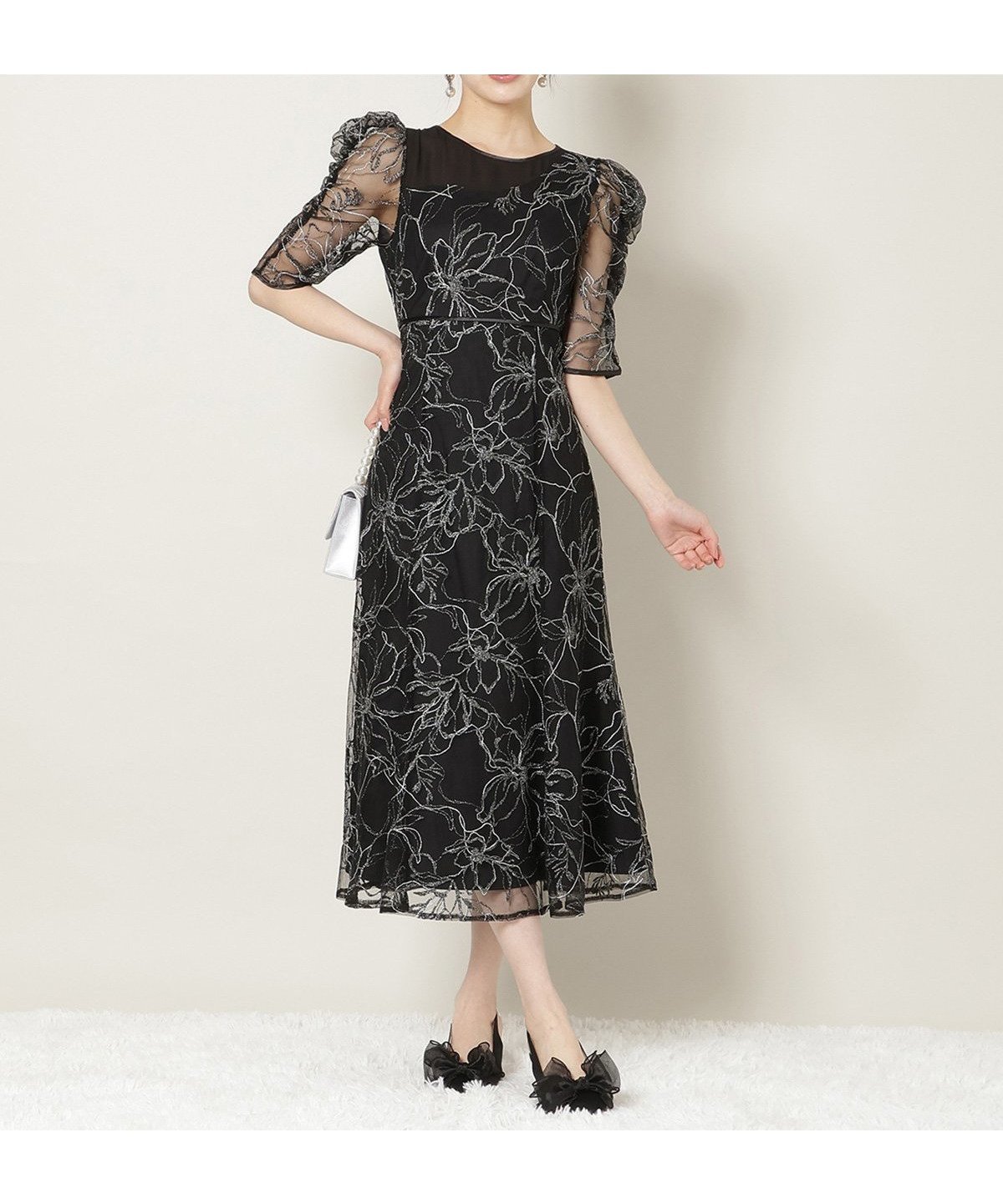 【ウィルセレクション/WILLSELECTION】の刺繍レースアシンメトリーマーメイドワンピース インテリア・キッズ・メンズ・レディースファッション・服の通販 founy(ファニー) 　ファッション　Fashion　レディースファッション　Fashion for Women　ワンピース　Dresses　おすすめ　Recommended / Our Picks　アシンメトリー　Asymmetrical Style　シアー　Sheer, See-Through　デコルテ　Décolleté, Neckline　ドレス　Dress, One-Piece　バランス　Balance, Style Balance　フラワー　Flower, Floral　フロント　Front, Front Design　ラベンダー　Lavender　レース　Lace, Lace Fabric　ワンショル　One Shoulder, Asymmetrical　二次会　After Party　結婚式　Wedding　長袖　Long Sleeve, Full Sleeve　ブラック|ID: prp329100004777820 ipo3291000000034644617