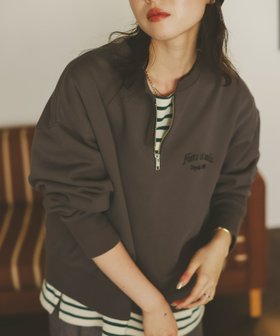 【ルクールブラン/le.coeur blanc】の刺繍入りハーフジップスウェット 人気、トレンドファッション・服の通販 founy(ファニー) ファッション Fashion レディースファッション Fashion for Women トップス・カットソー Cut & Sew Tops レディースパーカー・カジュアルフーディー Casual Hoodies & Sweatshirts スウェット・クルーネックトップス Sweatshirts & Crewnecks / Relaxed Fit Sweat Tops ジップ Zip, Zipper バランス Balance, Style Balance プリント Print, Printed Pattern エレガント 上品 Elegant |ID:prp329100004777976