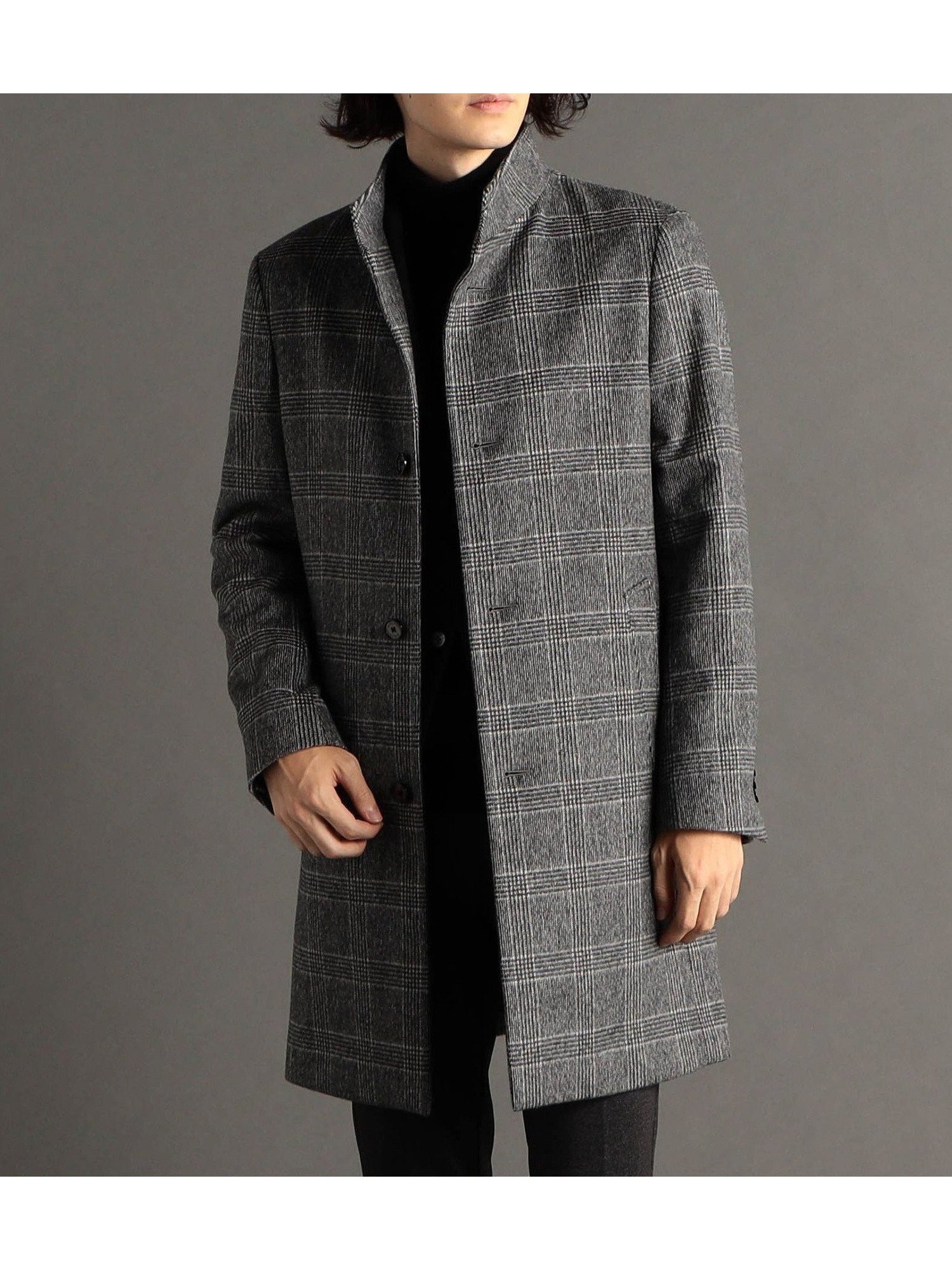 【ニコル/NICOLE / MEN】のウールビーバー スタンドカラーコート インテリア・キッズ・メンズ・レディースファッション・服の通販 founy(ファニー) 　ファッション　Fashion　メンズファッション　Fashion for Men　クラシカル　Classical, Vintage-Inspired　スタイリッシュ　Stylish, Fashionable　スタンド　Stand Collar, Upright Stand　スマート　Smart, Elegant　チェック　Check, Plaid, Tartan　トレンド　Trend, Trending Now　ポケット　Pocket, Pocket Detail　エレガント 上品　Elegant　29グレー|ID: prp329100004778085 ipo3291000000034973818