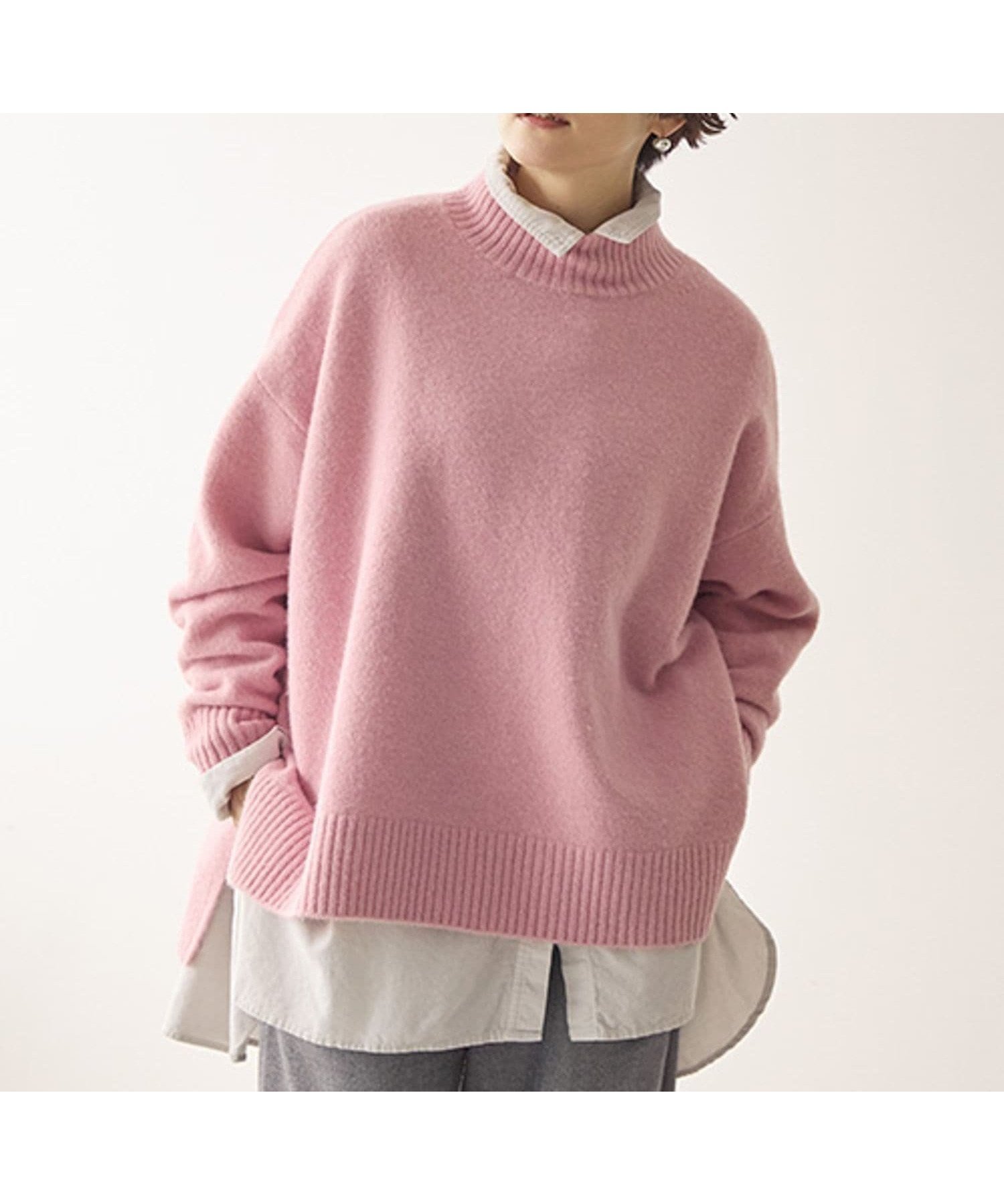 【スタディオ クリップ/studio CLIP】の7ゲージウールミックスハイネックニット インテリア・キッズ・メンズ・レディースファッション・服の通販 founy(ファニー) 　ファッション　Fashion　レディースファッション　Fashion for Women　トップス・カットソー　Cut & Sew Tops　ニット　Knit Tops & Sweaters　おすすめ　Recommended / Our Picks　ストレート　Straight, Straight Cut　タートルネック　Turtleneck, High Neck　ハイネック　High Neck, Mock Neck　バランス　Balance, Style Balance　ボトム　Bottoms, Lower Wear　ミックス　Mix, Mixed Style　定番　Standard, Basic Item　A/W・秋冬　Autumn/Winter　ピンク20|ID: prp329100004778088 ipo3291000000034773893