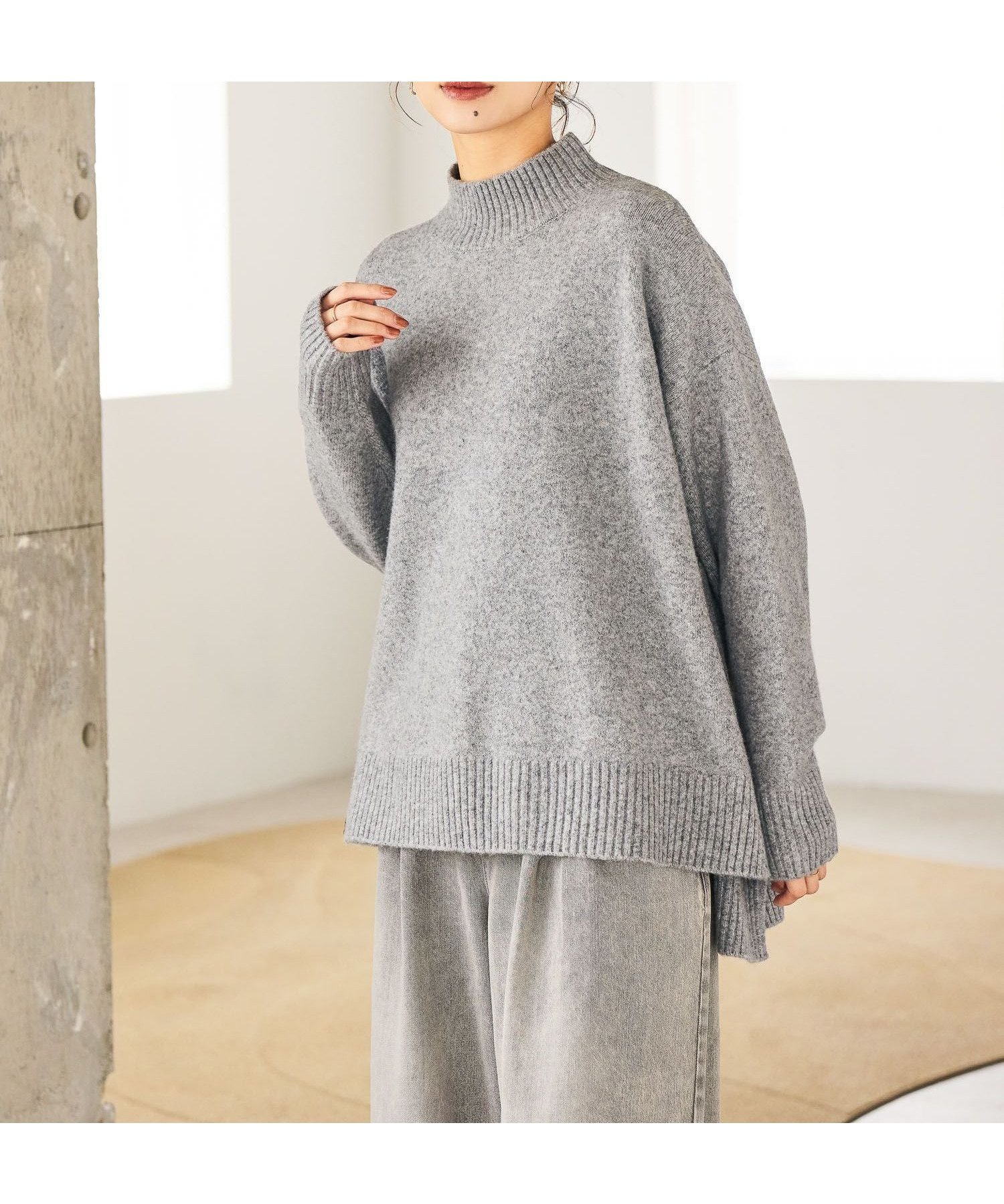 【スタディオ クリップ/studio CLIP】の7ゲージウールミックスハイネックニット インテリア・キッズ・メンズ・レディースファッション・服の通販 founy(ファニー) 　ファッション　Fashion　レディースファッション　Fashion for Women　トップス・カットソー　Cut & Sew Tops　ニット　Knit Tops & Sweaters　おすすめ　Recommended / Our Picks　ストレート　Straight, Straight Cut　タートルネック　Turtleneck, High Neck　ハイネック　High Neck, Mock Neck　バランス　Balance, Style Balance　ボトム　Bottoms, Lower Wear　ミックス　Mix, Mixed Style　定番　Standard, Basic Item　A/W・秋冬　Autumn/Winter　杢グレー16|ID: prp329100004778088 ipo3291000000034773894