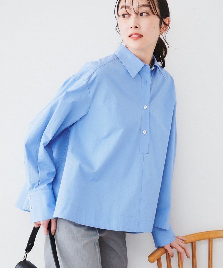 【アンタイトル/UNTITLED】の【体型カバー】タイプライター テントシャツ インテリア・キッズ・メンズ・レディースファッション・服の通販 founy(ファニー) ファッション Fashion レディースファッション Fashion for Women トップス・カットソー Cut & Sew Tops シャツ・ブラウス・オフィスカジュアル Elegant Blouses & Button-Ups おすすめ Recommended / Our Picks コンパクト Compact, Small Size スマート Smart, Elegant タイプライター Typewriter Fabric, Crisp Cotton フレア Flare, Flared ペンシル Pencil, Pencil Skirt ボトム Bottoms, Lower Wear マニッシュ Mannish, Boyish ワイド Wide, Wide Fit ワッシャー Washer, Crinkled Finish ブルー|ID: prp329100004778328 ipo3291000000034650802