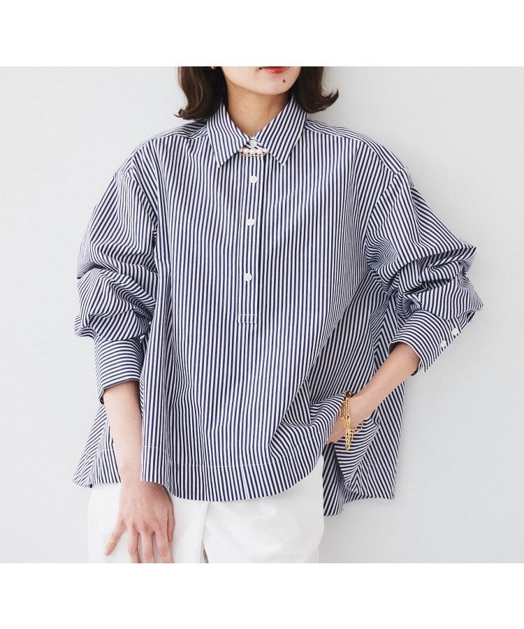 【アンタイトル/UNTITLED】の【体型カバー】タイプライター テントシャツ インテリア・キッズ・メンズ・レディースファッション・服の通販 founy(ファニー) ファッション Fashion レディースファッション Fashion for Women トップス・カットソー Cut & Sew Tops シャツ・ブラウス・オフィスカジュアル Elegant Blouses & Button-Ups おすすめ Recommended / Our Picks コンパクト Compact, Small Size スマート Smart, Elegant タイプライター Typewriter Fabric, Crisp Cotton フレア Flare, Flared ペンシル Pencil, Pencil Skirt ボトム Bottoms, Lower Wear マニッシュ Mannish, Boyish ワイド Wide, Wide Fit ワッシャー Washer, Crinkled Finish ネイビー|ID: prp329100004778328 ipo3291000000034650803