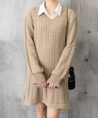 【ミニミニストア/miniministore】のニットワンピース ケーブル編みミニワンピ ベージュ|ID: prp329100004778444 ipo3291000000034652212