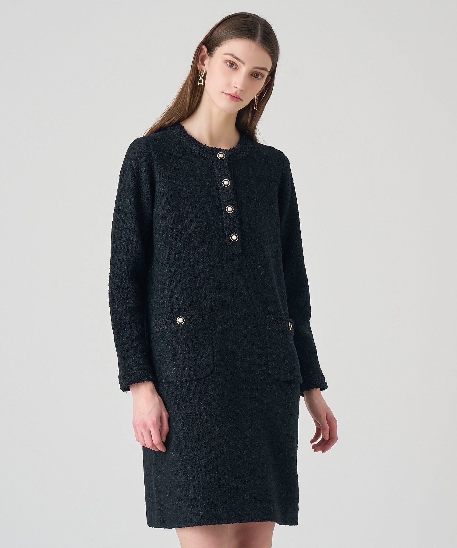 【アナイ/ANAYI】のブークレラメツイードボクシー ワンピース インテリア・キッズ・メンズ・レディースファッション・服の通販 founy(ファニー) ファッション Fashion レディースファッション Fashion for Women ワンピース Dresses スマート Smart, Elegant ボックス Boxy, Box Shape ポケット Pocket, Pocket Detail 再入荷 Restock / Back in Stock 年末年始 Year-end and New Year Holidays black|ID: prp329100004778449 ipo3291000000034799790