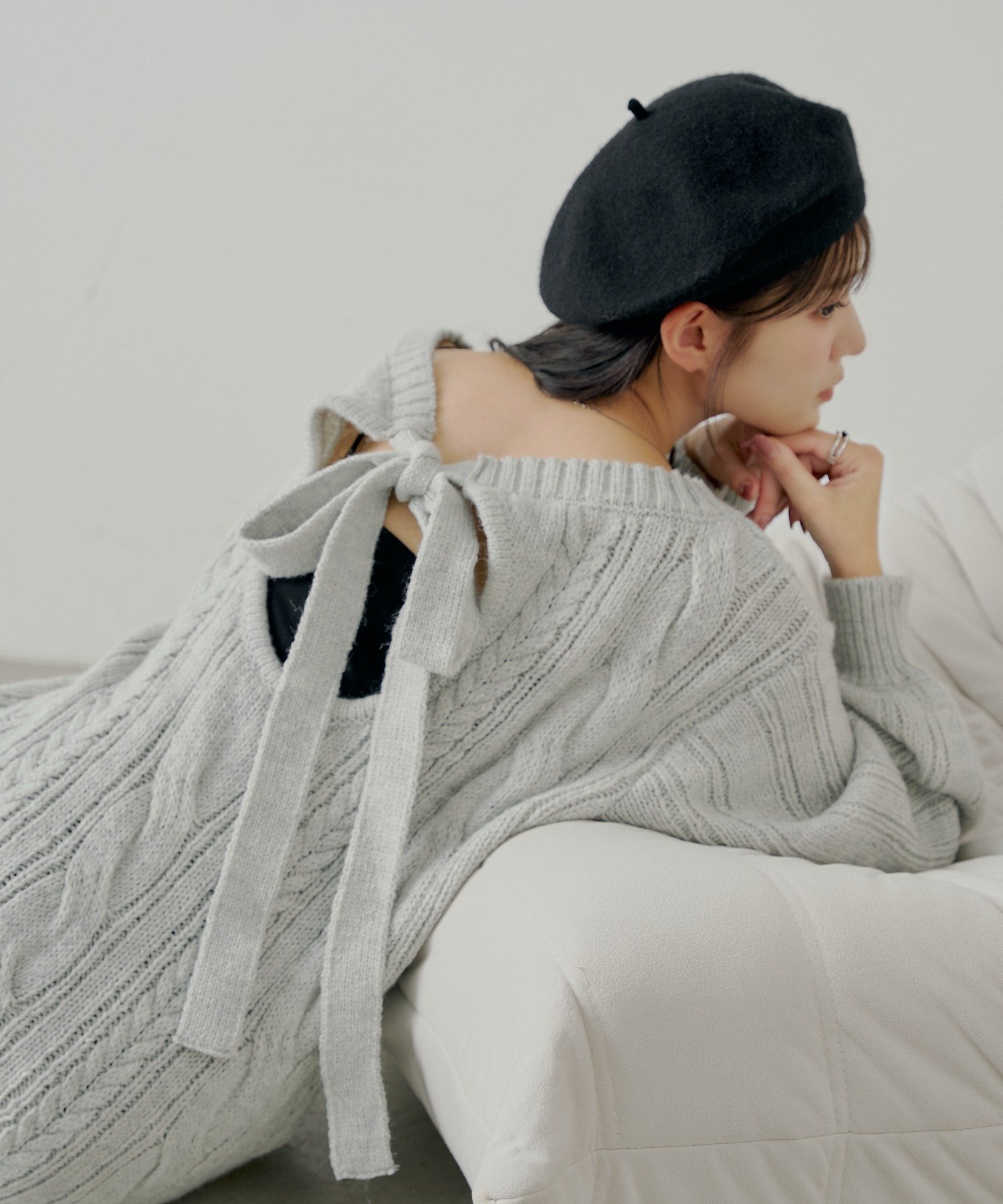 【パルグループ/PAL GROUP】の【Chico】バックオープンケーブルルーズワンピース 人気、トレンドファッション・服の通販 founy(ファニー) 　ファッション　Fashion　レディースファッション　Fashion for Women　ワンピース　Dresses　デニム　Denim, Jeans Material　トレンド　Trend, Trending Now　フェミニン　Feminine, Girly　リボン　Ribbon, Bow　ルーズ　Loose, Oversized　ロング　Long, Long-Length　A/W・秋冬　Autumn/Winter　再入荷　Restock / Back in Stock　おすすめ　Recommended / Our Picks　 other-1|ID: prp329100004778451 ipo3291000000034987890