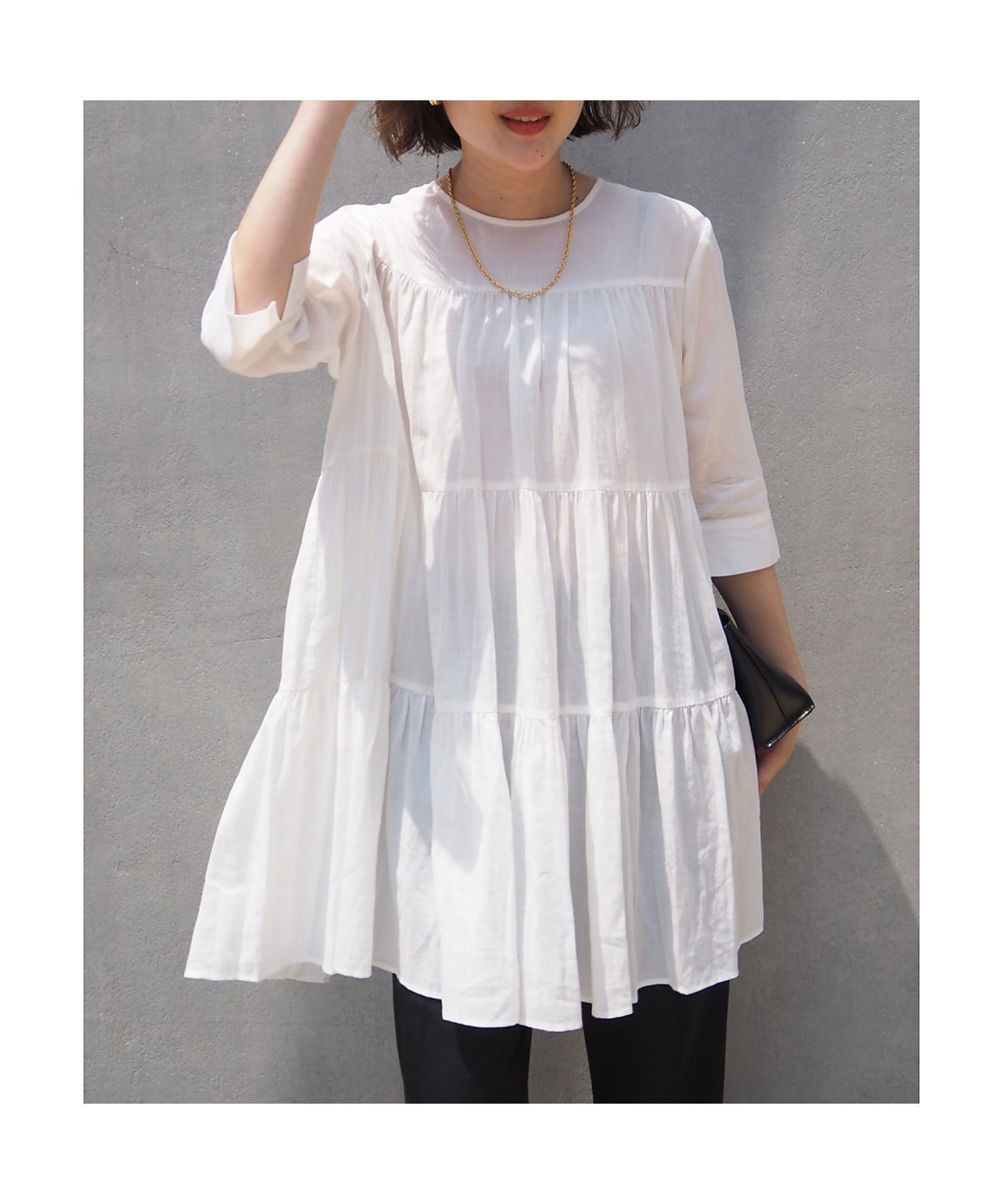 【カリテ/qualite】のティアードチュニック インテリア・キッズ・メンズ・レディースファッション・服の通販 founy(ファニー) ファッション Fashion レディースファッション Fashion for Women トップス・カットソー Cut & Sew Tops おすすめ Recommended / Our Picks チュニック Tunic, Long Top デニム Denim, Jeans Material バランス Balance, Style Balance ボトム Bottoms, Lower Wear リラックス Relax, Relaxed Fit オフホワイト|ID: prp329100004778486 ipo3291000000034800685