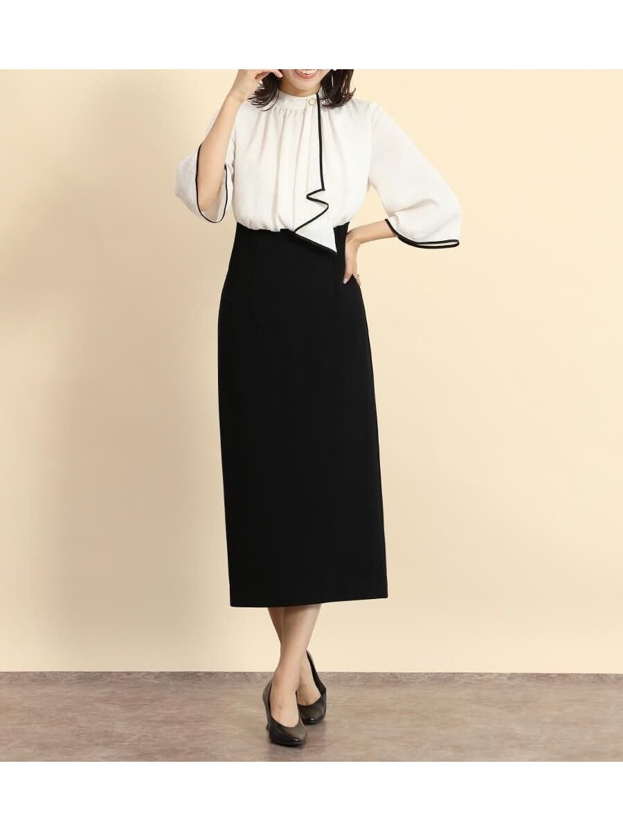 【ヴァン/Vin】のジャガードスカーフタイワンピース インテリア・キッズ・メンズ・レディースファッション・服の通販 founy(ファニー) ファッション Fashion レディースファッション Fashion for Women ワンピース Dresses エレガント 上品 Elegant コンビ Combo, Combination Style タイトスカート Pencil Skirt, Tight Skirt ペンシル Pencil, Pencil Skirt ボトム Bottoms, Lower Wear セレモニー Ceremony オフホワイト|ID: prp329100004778491 ipo3291000000034881960