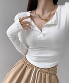 【ミニミニストア/miniministore】の長袖Tシャツ レディース ボタン 無地 ホワイト|ID: prp329100004778540 ipo3291000000034652990