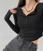 【ミニミニストア/miniministore】の長袖Tシャツ レディース ボタン 無地 ブラック|ID: prp329100004778540 ipo3291000000034652992