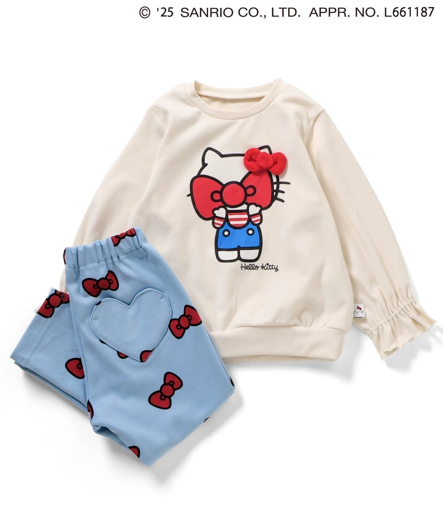 【エフオー オンラインストア/F.O.Online Store / KIDS】の【リンク】ハローキティ もちふわあったかセットアップ インテリア・キッズ・メンズ・レディースファッション・服の通販 founy(ファニー) ファッション Fashion キッズファッション Fashion for Kids セットアップ Set-Up, Coordinated Outfit チェック Check, Plaid, Tartan パジャマ Pajamas, Sleepwear ボトム Bottoms, Lower Wear ポケット Pocket, Pocket Detail リボン Ribbon, Bow サックス|ID: prp329100004778650 ipo3291000000034900530