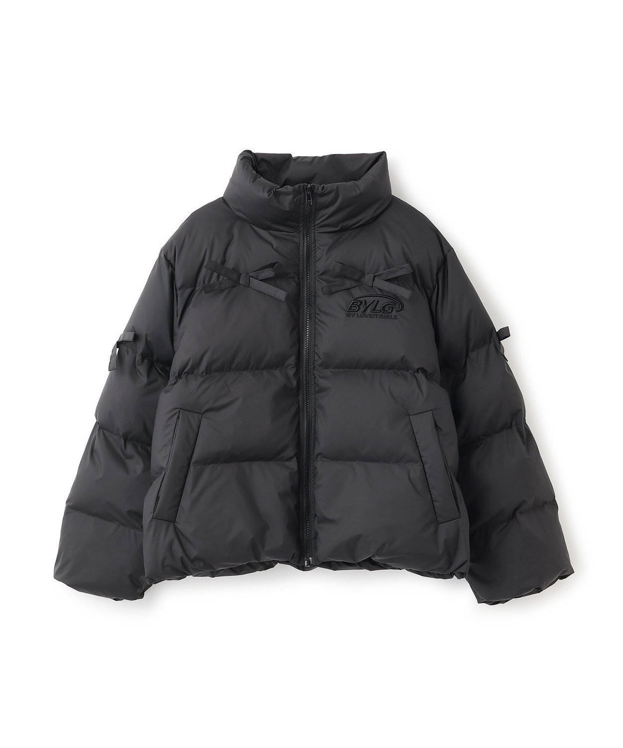 【ナルミヤ オンライン/NARUMIYA ONELINE / KIDS】のリボンタフタフェイクダウンJK インテリア・キッズ・メンズ・レディースファッション・服の通販 founy(ファニー) 　ファッション　Fashion　キッズファッション　Fashion for Kids　アウトドア　Outdoor Clothing　ジャケット　Jacket, Outerwear　スタンド　Stand Collar, Upright Stand　タフタ　Taffeta, Structured Fabric　ダウン　Down, Puffer　ポケット　Pocket, Pocket Detail　リボン　Ribbon, Bow　エレガント 上品　Elegant　防寒　Cold Protection, Winter-Ready　黒|ID: prp329100004778656 ipo3291000000034702973