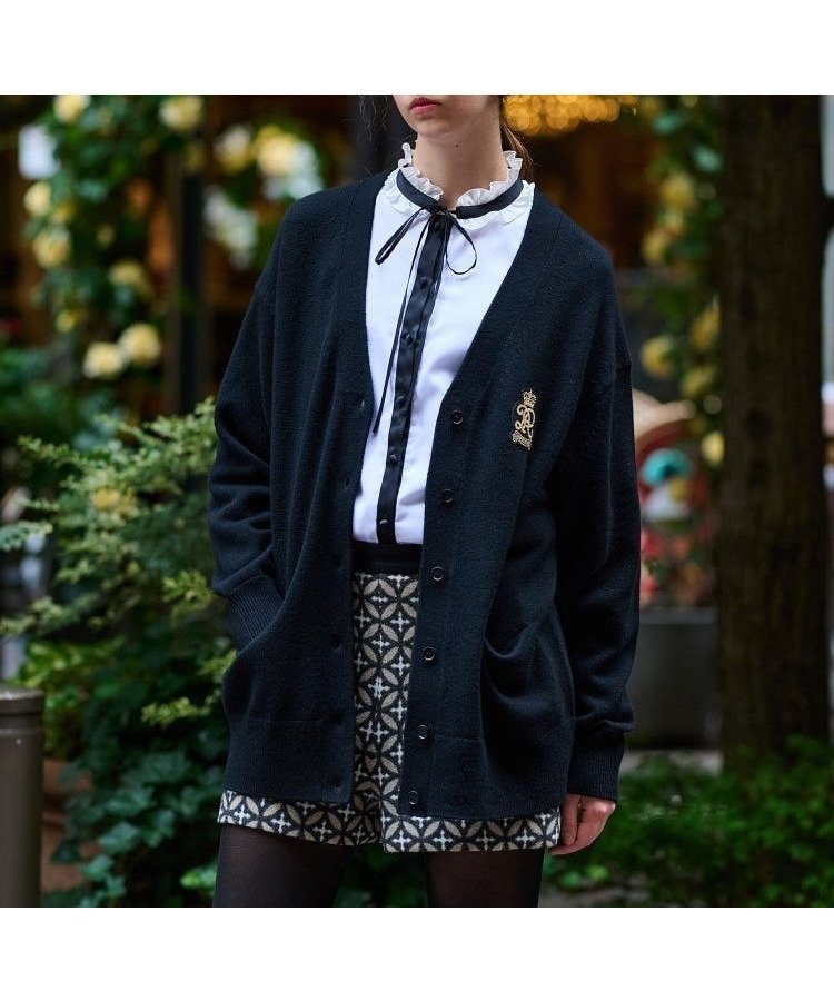 【ドレステリア/DRESSTERIOR】の【otonaMUSE 11月号掲載】レタードニットカーディガン インテリア・キッズ・メンズ・レディースファッション・服の通販 founy(ファニー) 　雑誌掲載アイテム　Magazine Picks & Fashion Features　ファッション雑誌　Fashion Magazines　オトナミューズ　otona MUSE　ファッション　Fashion　レディースファッション　Fashion for Women　トップス・カットソー　Cut & Sew Tops　ニット　Knit Tops & Sweaters　カーディガン・羽織り　Layered Style Cardigans　カーディガン　Cardigan, Knitwear　11月号　November Issue　サテン　Satin, Glossy Fabric　スマート　Smart, Elegant　雑誌　Magazine, Fashion Magazine　タートル　Turtleneck, Turtle Collar　デニム　Denim, Jeans Material　バランス　Balance, Style Balance　ポケット　Pocket, Pocket Detail　ミドル　Middle Length, Mid Height　ブラック|ID: prp329100004778698 ipo3291000000034655369