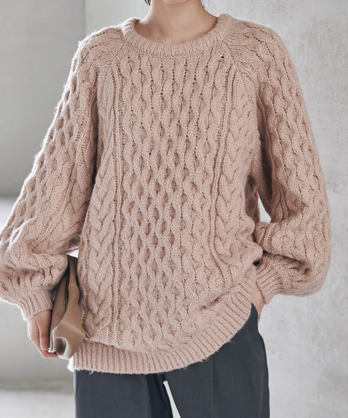 【ラナン/Ranan】のざっくり!編地柄ニットプルオーバー インテリア・キッズ・メンズ・レディースファッション・服の通販 founy(ファニー) 　ファッション　Fashion　レディースファッション　Fashion for Women　トップス・カットソー　Cut & Sew Tops　ニット　Knit Tops & Sweaters　カジュアルプルオーバー・ニットトップス　Pullovers & Knit Tops / Casual Pullovers　2023年　2023　2023-2024秋冬・A/W　Autumn/Winter 2023–24 AW23–24　おすすめ　Recommended / Our Picks　ストレート　Straight, Straight Cut　プチプライス・低価格　Affordable / Budget Price　マキシ　Maxi, Full Length　マニッシュ　Mannish, Boyish　ミックス　Mix, Mixed Style　ワイド　Wide, Wide Fit　ピンクベージュ|ID: prp329100004778731 ipo3291000000034655884