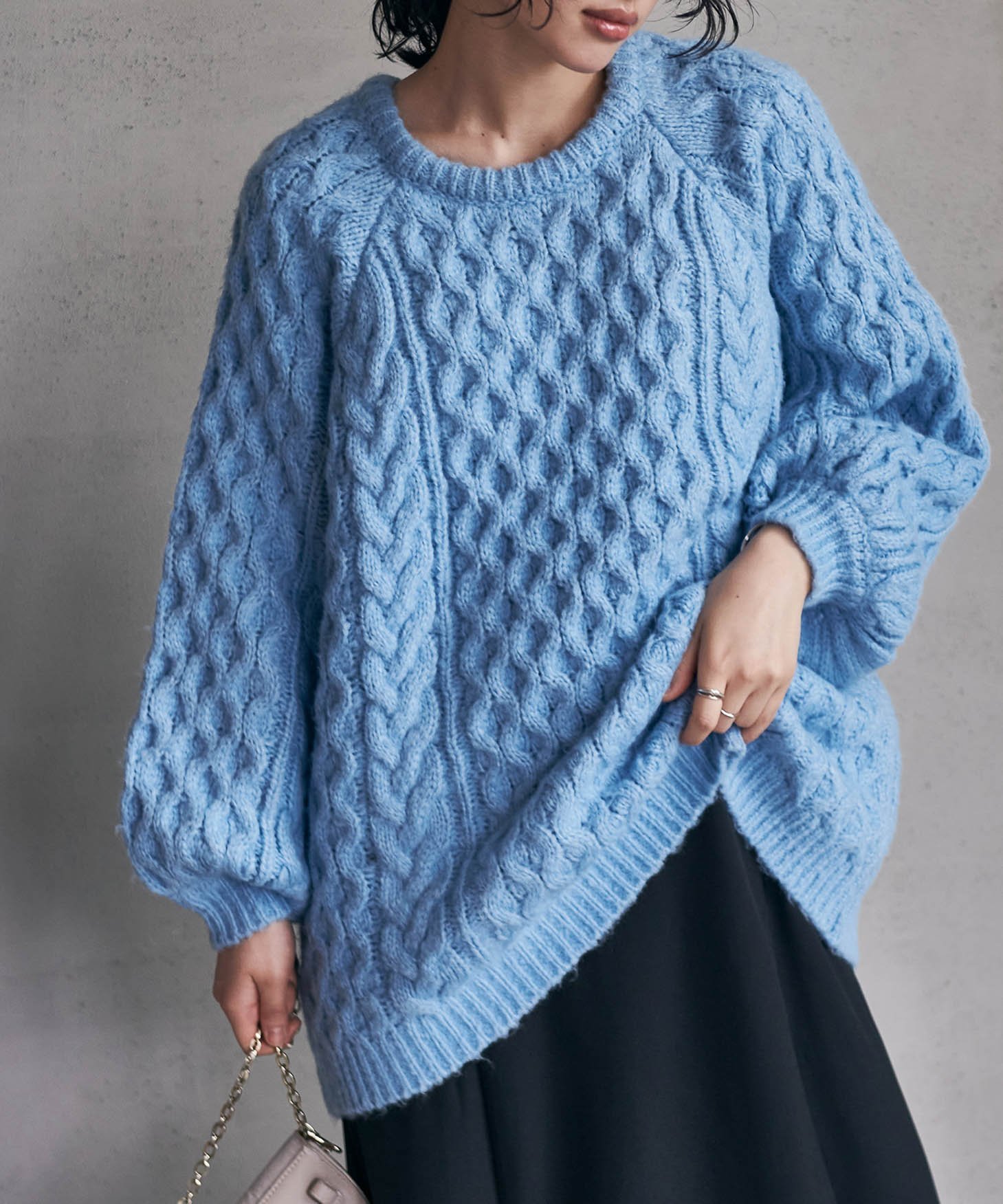 【ラナン/Ranan】のざっくり!編地柄ニットプルオーバー インテリア・キッズ・メンズ・レディースファッション・服の通販 founy(ファニー) 　ファッション　Fashion　レディースファッション　Fashion for Women　トップス・カットソー　Cut & Sew Tops　ニット　Knit Tops & Sweaters　カジュアルプルオーバー・ニットトップス　Pullovers & Knit Tops / Casual Pullovers　2023年　2023　2023-2024秋冬・A/W　Autumn/Winter 2023–24 AW23–24　おすすめ　Recommended / Our Picks　ストレート　Straight, Straight Cut　プチプライス・低価格　Affordable / Budget Price　マキシ　Maxi, Full Length　マニッシュ　Mannish, Boyish　ミックス　Mix, Mixed Style　ワイド　Wide, Wide Fit　ブルー|ID: prp329100004778731 ipo3291000000034655885