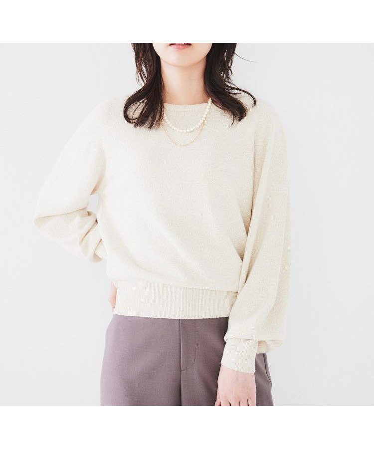 【アンタイトル/UNTITLED】の【日本製/オンオフ使える】ラメ混パフスリーブプルオーバーニット インテリア・キッズ・メンズ・レディースファッション・服の通販 founy(ファニー) 　ファッション　Fashion　レディースファッション　Fashion for Women　トップス・カットソー　Cut & Sew Tops　ニット　Knit Tops & Sweaters　カジュアルプルオーバー・ニットトップス　Pullovers & Knit Tops / Casual Pullovers　スマート　Smart, Elegant　スリーブ　Sleeve, Long Sleeve / Short Sleeve　ワイド　Wide, Wide Fit　おすすめ　Recommended / Our Picks　日本製　Made In Japan　ライトベージュ|ID: prp329100004778772 ipo3291000000034656370