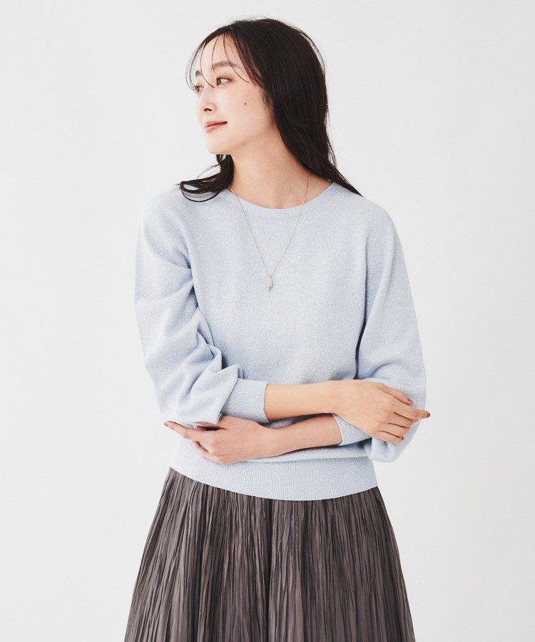 【アンタイトル/UNTITLED】の【日本製/オンオフ使える】ラメ混パフスリーブプルオーバーニット インテリア・キッズ・メンズ・レディースファッション・服の通販 founy(ファニー) 　ファッション　Fashion　レディースファッション　Fashion for Women　トップス・カットソー　Cut & Sew Tops　ニット　Knit Tops & Sweaters　カジュアルプルオーバー・ニットトップス　Pullovers & Knit Tops / Casual Pullovers　スマート　Smart, Elegant　スリーブ　Sleeve, Long Sleeve / Short Sleeve　ワイド　Wide, Wide Fit　おすすめ　Recommended / Our Picks　日本製　Made In Japan　サックスブルー|ID: prp329100004778772 ipo3291000000034656372