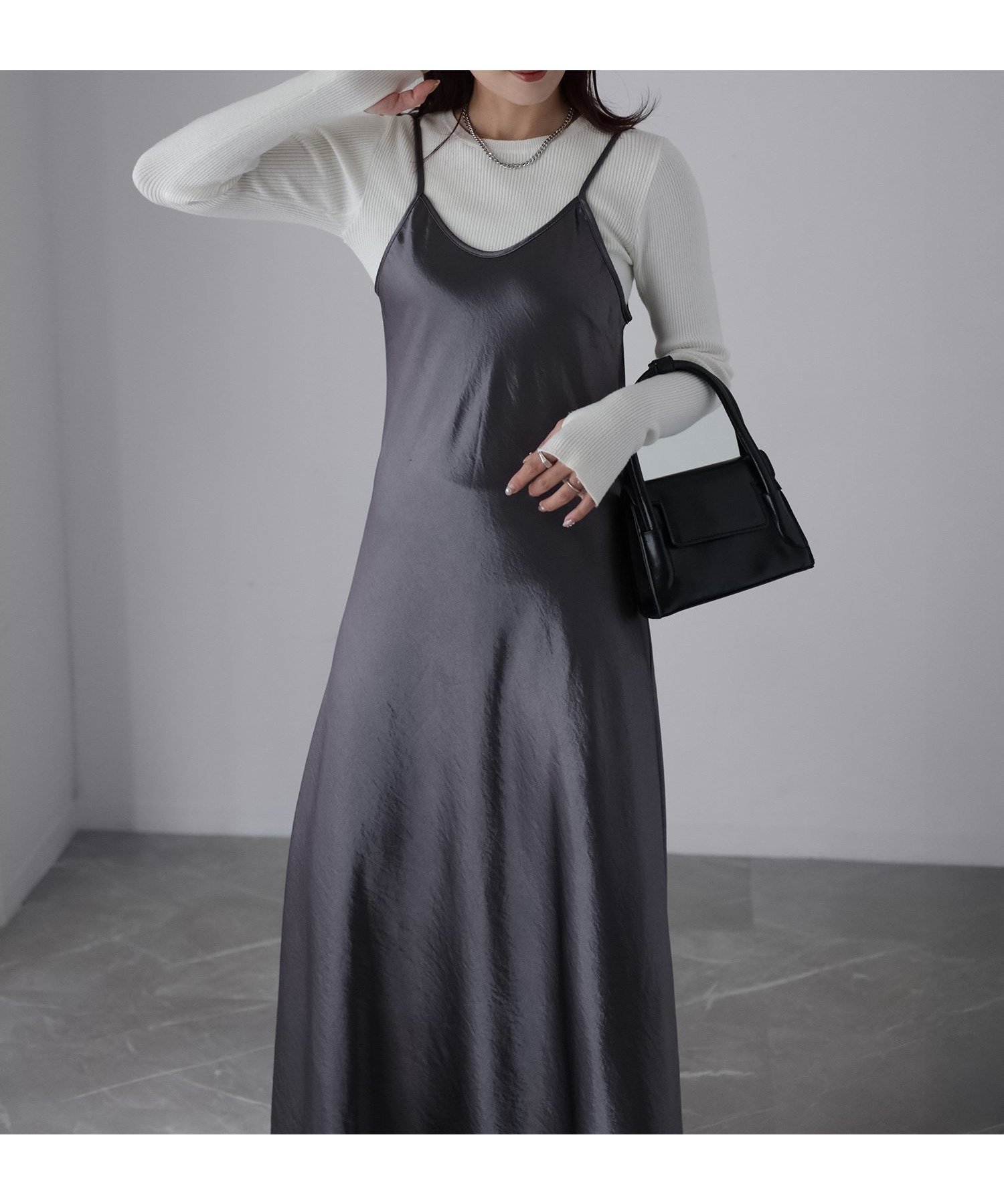 【リベリー/Riberry】のサテンAラインキャミワンピース インテリア・キッズ・メンズ・レディースファッション・服の通販 founy(ファニー) 　ファッション　Fashion　レディースファッション　Fashion for Women　ワンピース　Dresses　キャミソールワンピース　Camisole Dresses　インナー　Innerwear　オケージョン　Occasion Wear　春　Spring　秋　Autumn　カーディガン　Cardigan, Knitwear　キャミワンピース　Cami Dress, Slip Dress　サテン　Satin, Glossy Fabric　シューズ　Shoes, Footwear　ショート　Short, Short Length　シンプル　Simple, Minimal　ジャケット　Jacket, Outerwear　スニーカー　Sneakers, Trainers　フォルム　Silhouette, Form　フラット　Flat, Flat Shoes　ベーシック　Basic, Essential　リブニット　Rib Knit, Ribbed Knit　リラックス　Relax, Relaxed Fit　冬　Winter / This Winter　再入荷　Restock / Back in Stock　おすすめ　Recommended / Our Picks　夏　Summer　エレガント 上品　Elegant　入学式　Entrance Ceremony　卒業式　Graduation Ceremony　結婚式　Wedding　チャコールグレー|ID: prp329100004779002 ipo3291000000035098250