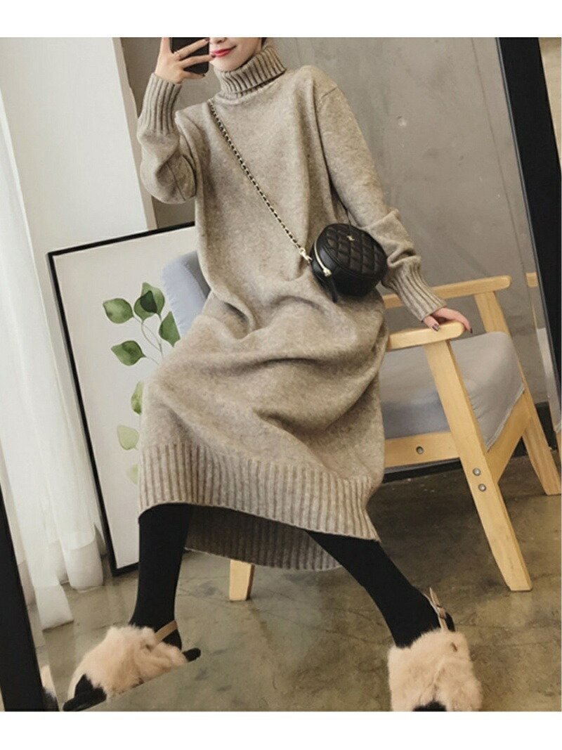 【ドゥーラドゥーラ/Doula Doula】のgirlydoll/タートルニットワンピース インテリア・キッズ・メンズ・レディースファッション・服の通販 founy(ファニー) 　ファッション　Fashion　レディースファッション　Fashion for Women　ワンピース　Dresses　ニットワンピース　Knit Dresses　タートルネック　Turtleneck, High Neck　今季　This Season, Current Season　A/W・秋冬　Autumn/Winter　キャメル|ID: prp329100004779005 ipo3291000000034659510