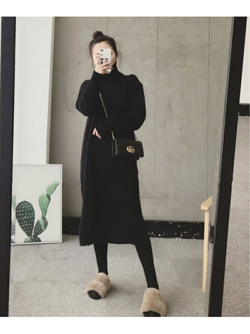 【ドゥーラドゥーラ/Doula Doula】のgirlydoll/タートルニットワンピース インテリア・キッズ・メンズ・レディースファッション・服の通販 founy(ファニー) 　ファッション　Fashion　レディースファッション　Fashion for Women　ワンピース　Dresses　ニットワンピース　Knit Dresses　タートルネック　Turtleneck, High Neck　今季　This Season, Current Season　A/W・秋冬　Autumn/Winter　ブラック|ID: prp329100004779005 ipo3291000000034659512