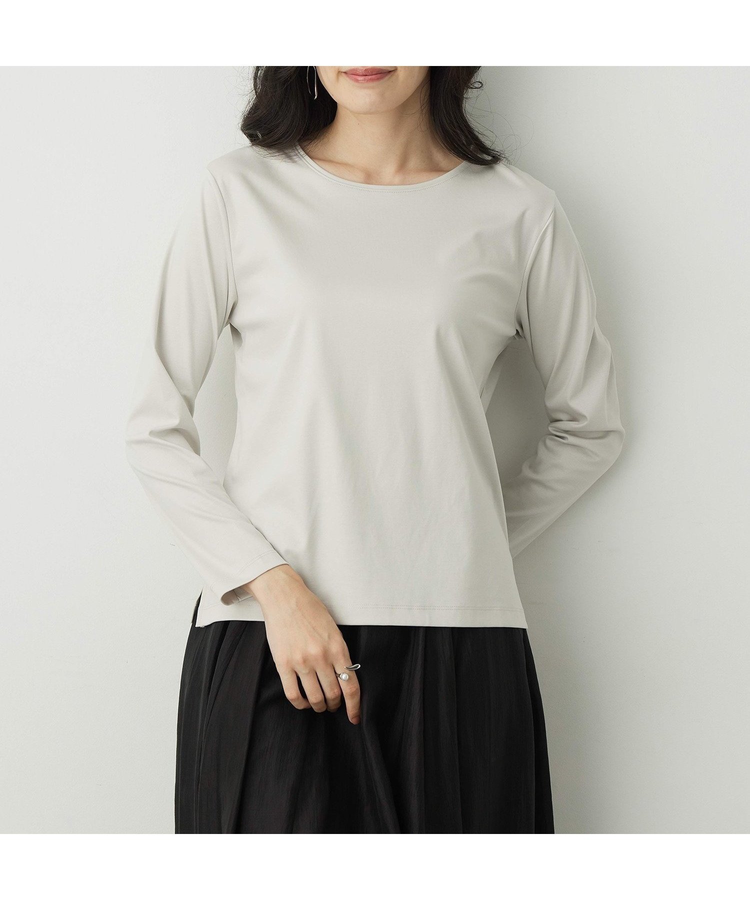 【エーシーデザインバイアルファキュービック/A/C DESIGN BY ALPHACUBIC】のロングスリーブTシャツ 人気、トレンドファッション・服の通販 founy(ファニー) 　ファッション　Fashion　レディースファッション　Fashion for Women　トップス・カットソー　Cut & Sew Tops　シャツ・ブラウス・オフィスカジュアル　Elegant Blouses & Button-Ups　ロングTシャツ・Tシャツ　Longline T-Shirts & Tees　おすすめ　Recommended / Our Picks　カットソー　Cut and Sewn Top　スリット　Slit, Slit Detail　スリーブ　Sleeve, Long Sleeve / Short Sleeve　ベーシック　Basic, Essential　ロング　Long, Long-Length　長袖　Long Sleeve, Full Sleeve　 other-1|ID: prp329100004779069 ipo3291000000034660328