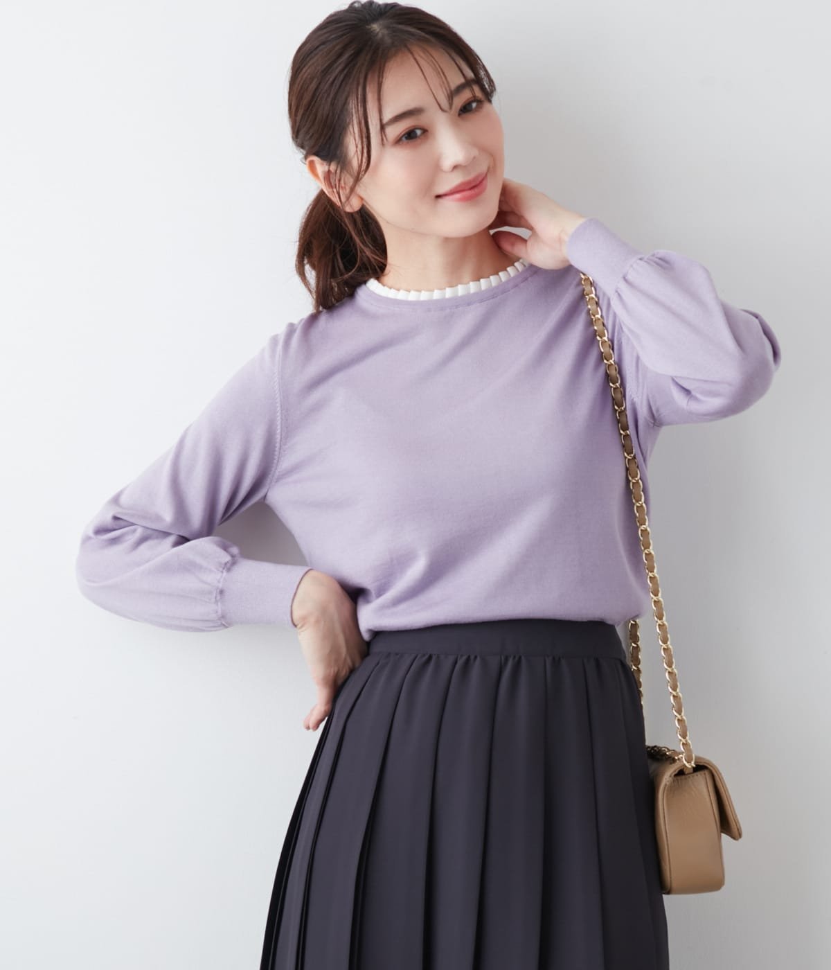 【ニューヨーカー/NEWYORKER】の【手洗い可能】セルロースウール天竺16G 配色フリルプリーツプルオーバー インテリア・キッズ・メンズ・レディースファッション・服の通販 founy(ファニー) ファッション Fashion レディースファッション Fashion for Women トップス・カットソー Cut & Sew Tops カジュアルプルオーバー・ニットトップス Pullovers & Knit Tops / Casual Pullovers アンサンブル Ensemble Set インナー Innerwear カーディガン Cardigan, Knitwear ギャザー Gathered, Ruffled シンプル Simple, Minimal 長袖 Long Sleeve, Full Sleeve フリル Frill, Ruffle プリーツ Pleats, Pleated ベーシック Basic, Essential ラベンダー Lavender A/W・秋冬 Autumn/Winter おすすめ Recommended / Our Picks エレガント 上品 Elegant ラベンダー|ID: prp329100004779104 ipo3291000000034660802