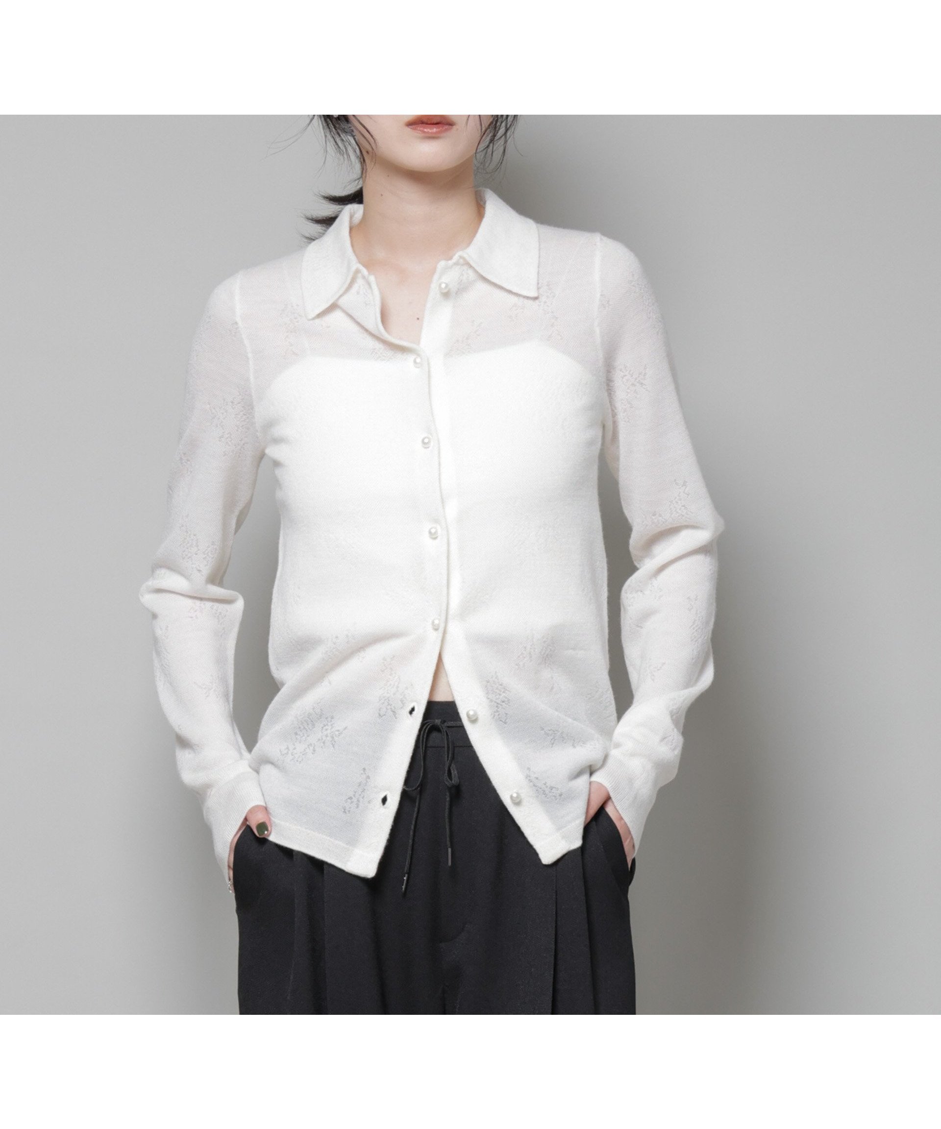 【ナノ ユニバース/nano universe】のレースジャカード長袖ポロカーディガン インテリア・キッズ・メンズ・レディースファッション・服の通販 founy(ファニー) 　ファッション　Fashion　レディースファッション　Fashion for Women　トップス・カットソー　Cut & Sew Tops　カーディガン・羽織り　Layered Style Cardigans　アクリル　Acrylic Material　インナー　Innerwear　ウォッシャブル　Machine Washable　カーディガン　Cardigan, Knitwear　コンパクト　Compact, Small Size　ジャカード／ジャガード　Jacquard, Woven Pattern　ジャケット　Jacket, Outerwear　長袖　Long Sleeve, Full Sleeve　バランス　Balance, Style Balance　レース　Lace, Lace Fabric　冬　Winter / This Winter　おすすめ　Recommended / Our Picks　エレガント 上品　Elegant　2025年　2025　2025-2026秋冬・A/W　Autumn/Winter 2025–26 AW25–26　オフホワイト1|ID: prp329100004779112 ipo3291000000034660942