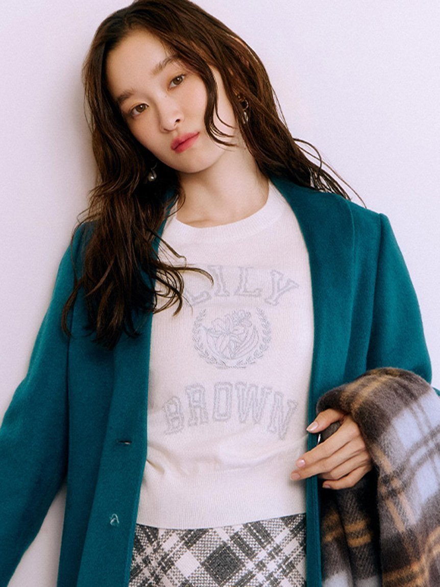 【リリーブラウン/Lily Brown】のラメジャガードロゴニットトップス インテリア・キッズ・メンズ・レディースファッション・服の通販 founy(ファニー) 　ファッション　Fashion　レディースファッション　Fashion for Women　トップス・カットソー　Cut & Sew Tops　ニット　Knit Tops & Sweaters　おすすめ　Recommended / Our Picks　なめらか　Smooth, Silky Texture　クラシカル　Classical, Vintage-Inspired　コンパクト　Compact, Small Size　スマート　Smart, Elegant　WHT[001]|ID: prp329100004779113 ipo3291000000034660955