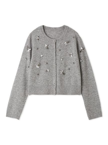 【セルフォード/CELFORD】のペタルビジューカーディガン インテリア・キッズ・メンズ・レディースファッション・服の通販 founy(ファニー) 　ファッション　Fashion　レディースファッション　Fashion for Women　トップス・カットソー　Cut & Sew Tops　カーディガン・羽織り　Layered Style Cardigans　おすすめ　Recommended / Our Picks　アシンメトリー　Asymmetrical Style　ウェーブ　Wavy Pattern　カーディガン　Cardigan, Knitwear　コンパクト　Compact, Small Size　シルバー　Silver, Metallic Silver　スパンコール　Sequins, Sequin Embellishment　スマート　Smart, Elegant　ビジュー　Bijou, Jewel-like Accent　ベーシック　Basic, Essential　ランダム　Random, Irregular　エレガント 上品　Elegant　LGRY[005]|ID: prp329100004779236 ipo3291000000034776638