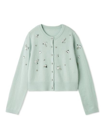 【セルフォード/CELFORD】のペタルビジューカーディガン インテリア・キッズ・メンズ・レディースファッション・服の通販 founy(ファニー) 　ファッション　Fashion　レディースファッション　Fashion for Women　トップス・カットソー　Cut & Sew Tops　カーディガン・羽織り　Layered Style Cardigans　おすすめ　Recommended / Our Picks　アシンメトリー　Asymmetrical Style　ウェーブ　Wavy Pattern　カーディガン　Cardigan, Knitwear　コンパクト　Compact, Small Size　シルバー　Silver, Metallic Silver　スパンコール　Sequins, Sequin Embellishment　スマート　Smart, Elegant　ビジュー　Bijou, Jewel-like Accent　ベーシック　Basic, Essential　ランダム　Random, Irregular　エレガント 上品　Elegant　MNT[021]|ID: prp329100004779236 ipo3291000000034776642