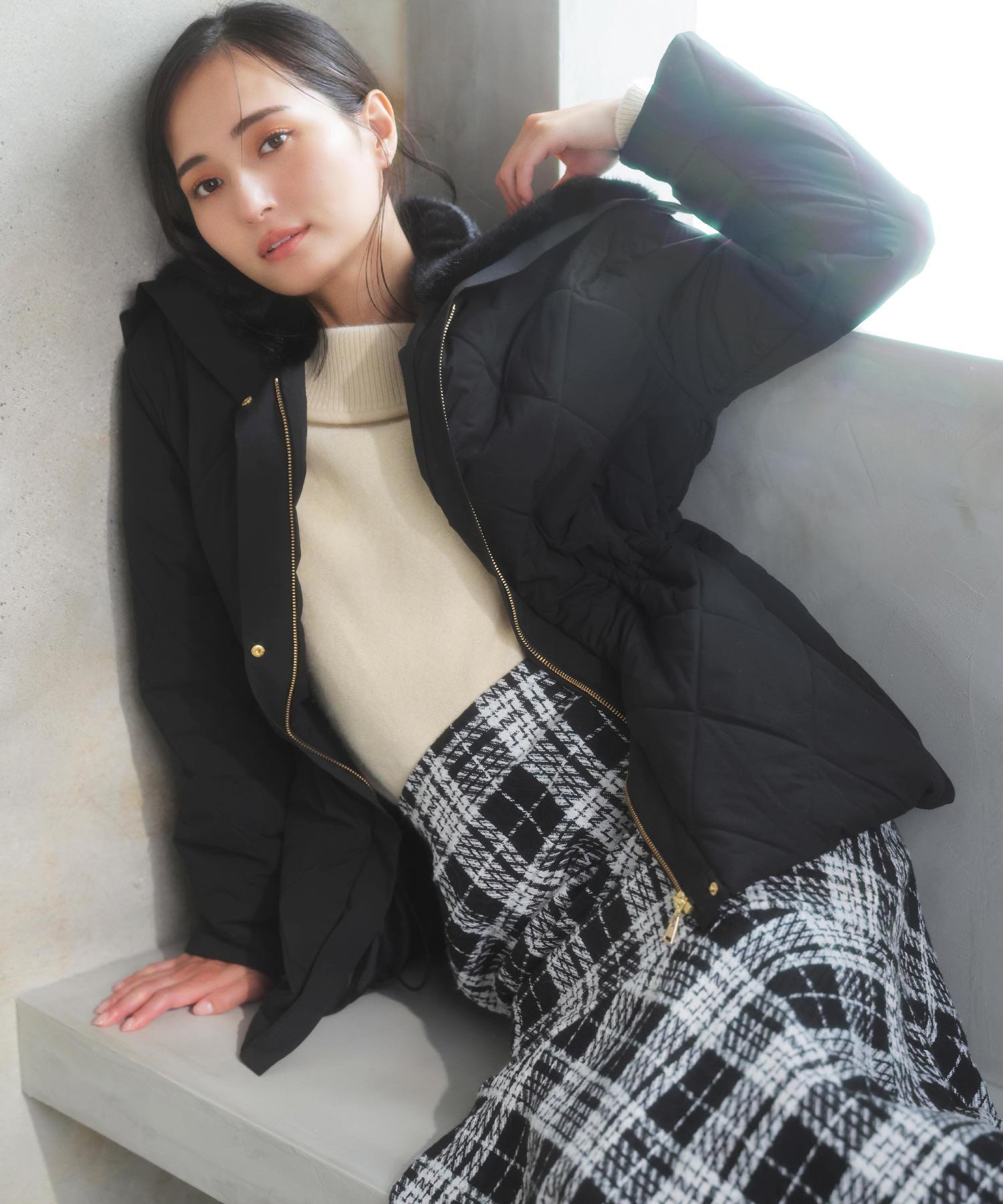 【ノエラ/Noela】のファー襟付き中綿コート インテリア・キッズ・メンズ・レディースファッション・服の通販 founy(ファニー) 　ファッション　Fashion　レディースファッション　Fashion for Women　アウター　Coat / Outerwear Collection　コート・ロングコート・ピーコート　Long Coats, Peacoats & More　フェミニン　Feminine, Girly　ポケット　Pocket, Pocket Detail　ブラック|ID: prp329100004779362 ipo3291000000034663819